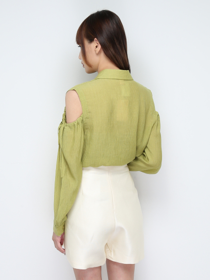 Sleeve Hole With Drawstring Blouse 28289