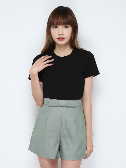 High Waist Side Pocekt Short Pants 28285