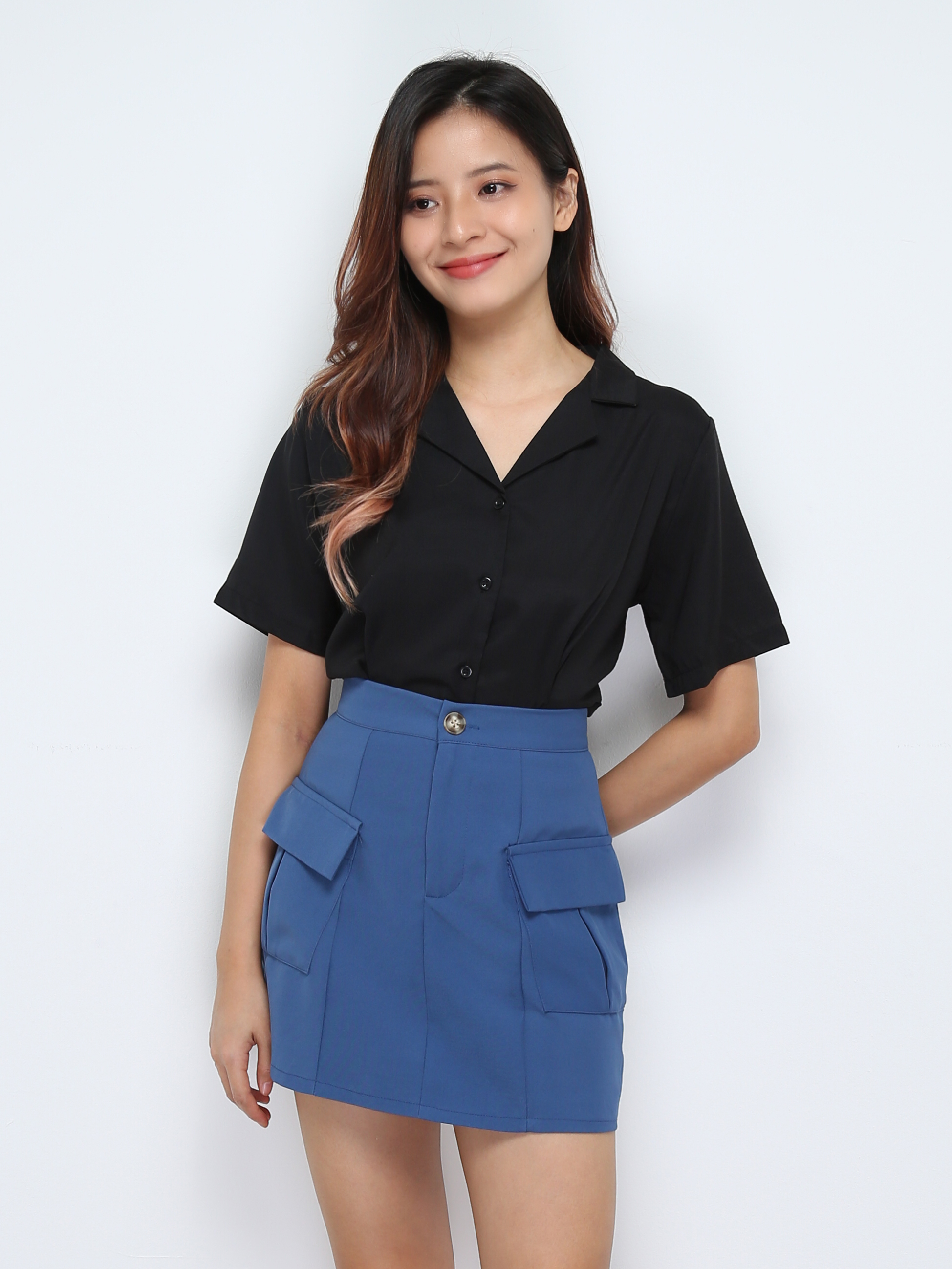 High Waist Side Pocket Skirt 28358