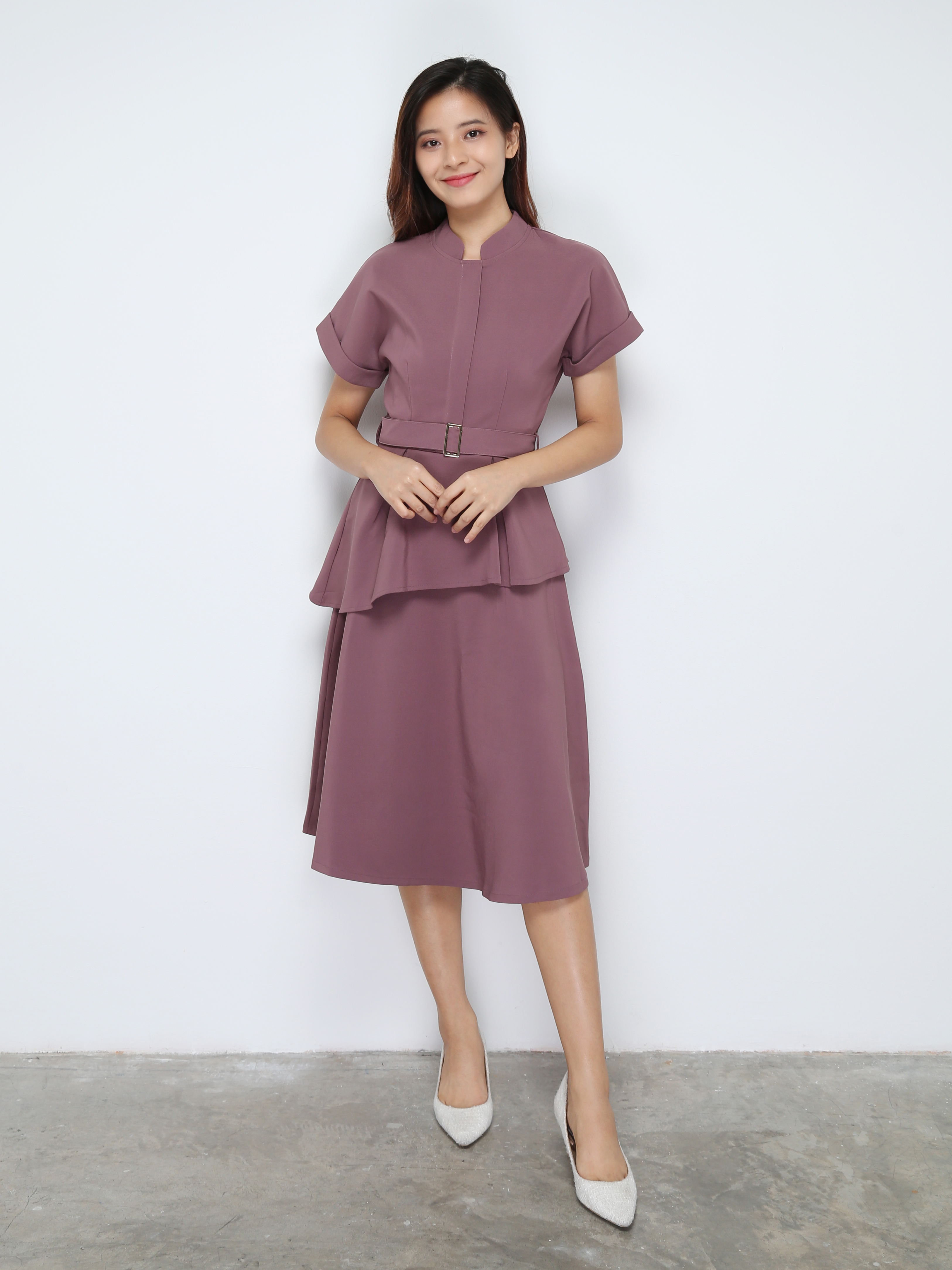 Formal Ruffles With Belt Dress 28335