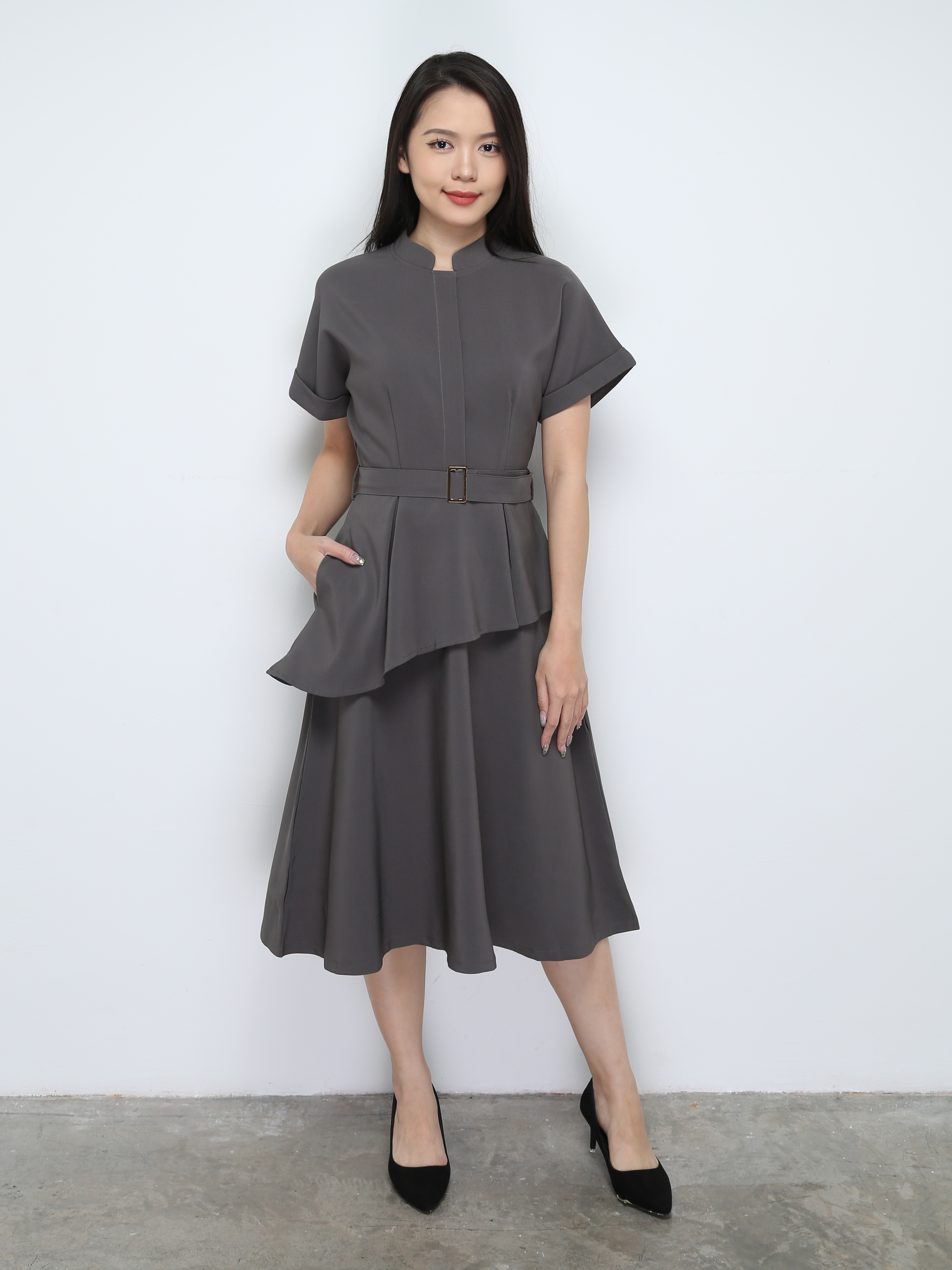 Formal Ruffles With Belt Dress 28335