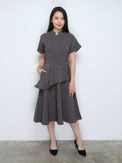 Formal Ruffles With Belt Dress 28335