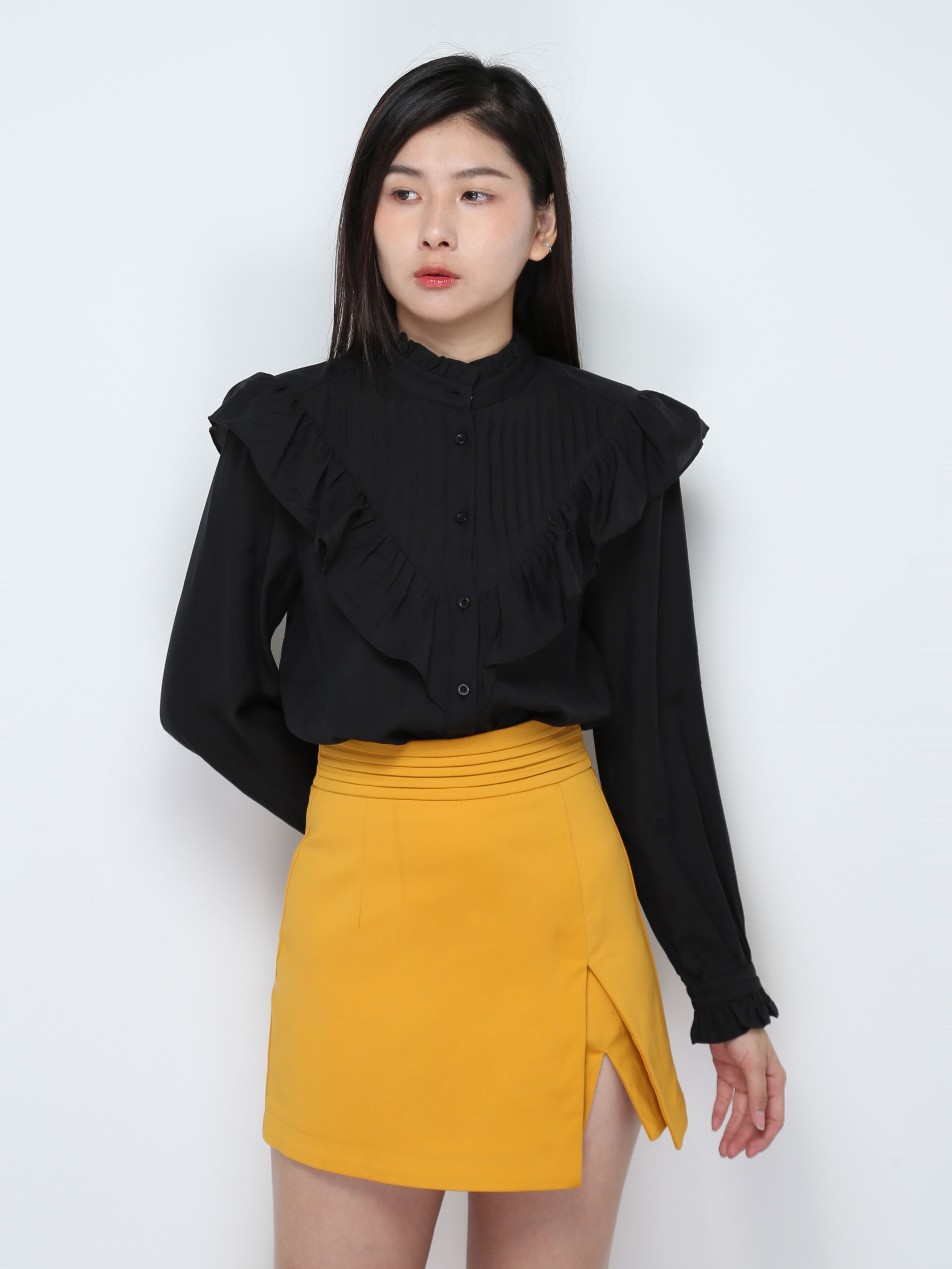 High Waist Pleated With Split Skirt Pants 28734