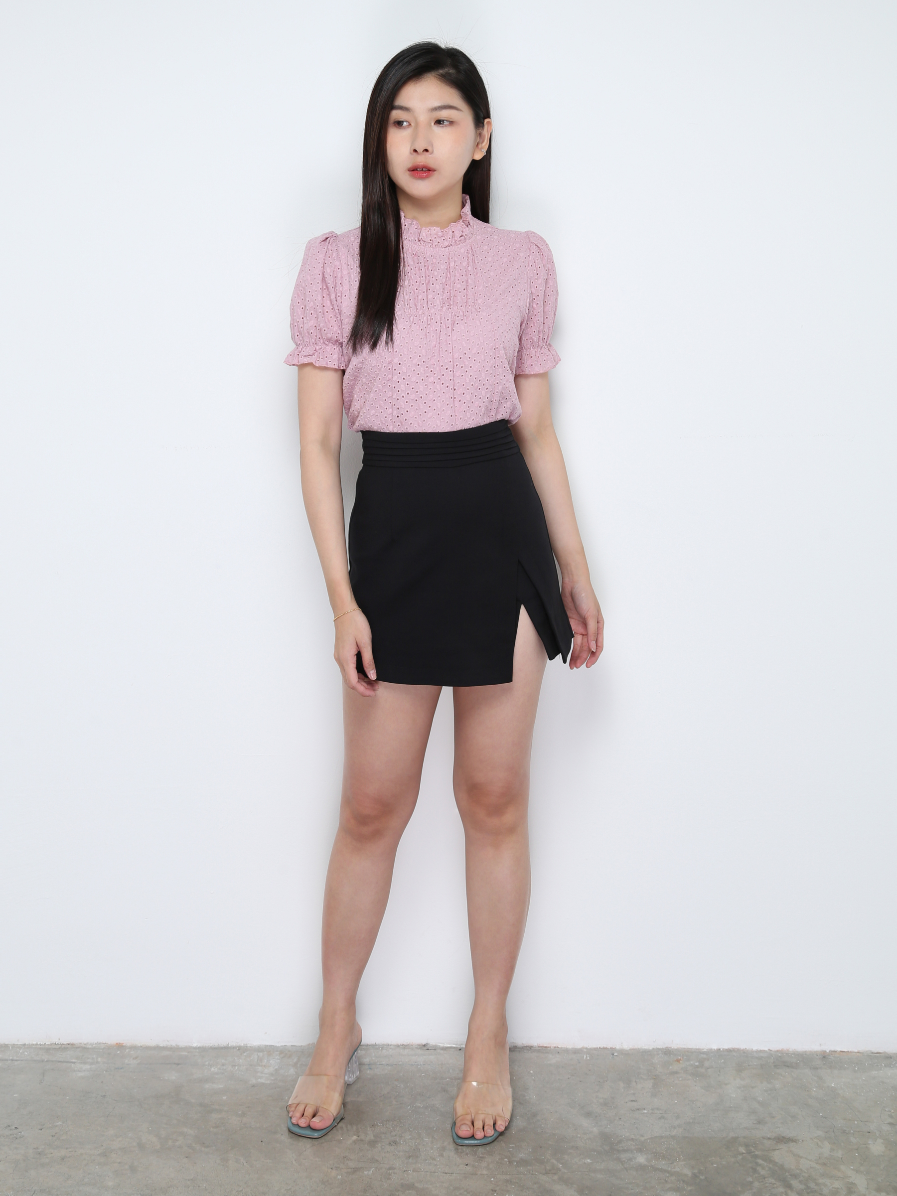 High Waist Pleated With Split Skirt Pants 28734