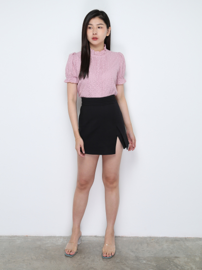 High Waist Pleated With Split Skirt Pants 28734