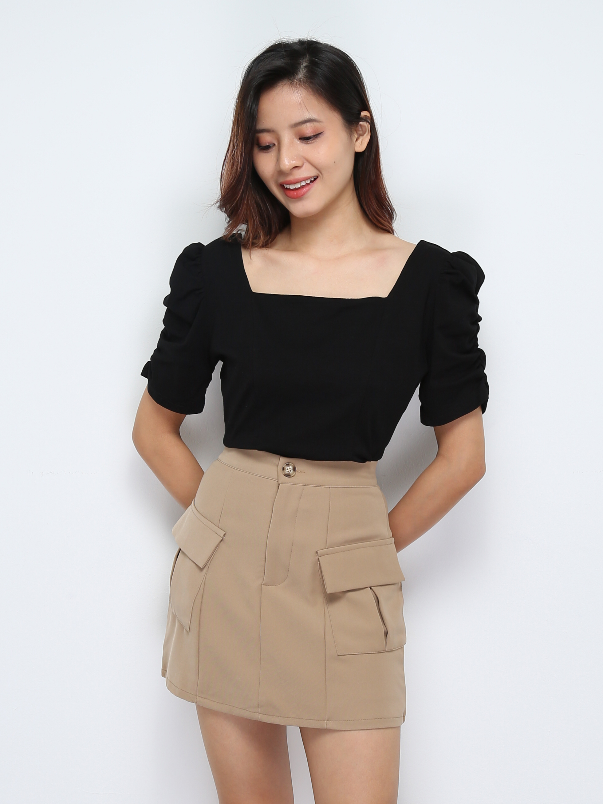 High Waist Side Pocket Skirt 28358