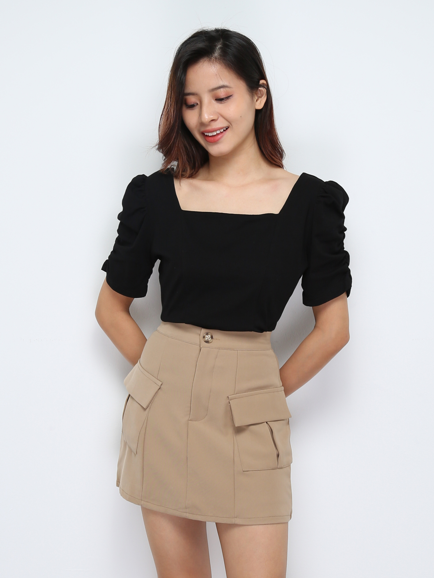 High Waist Side Pocket Skirt 28358