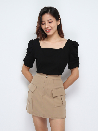 High Waist Side Pocket Skirt 28358