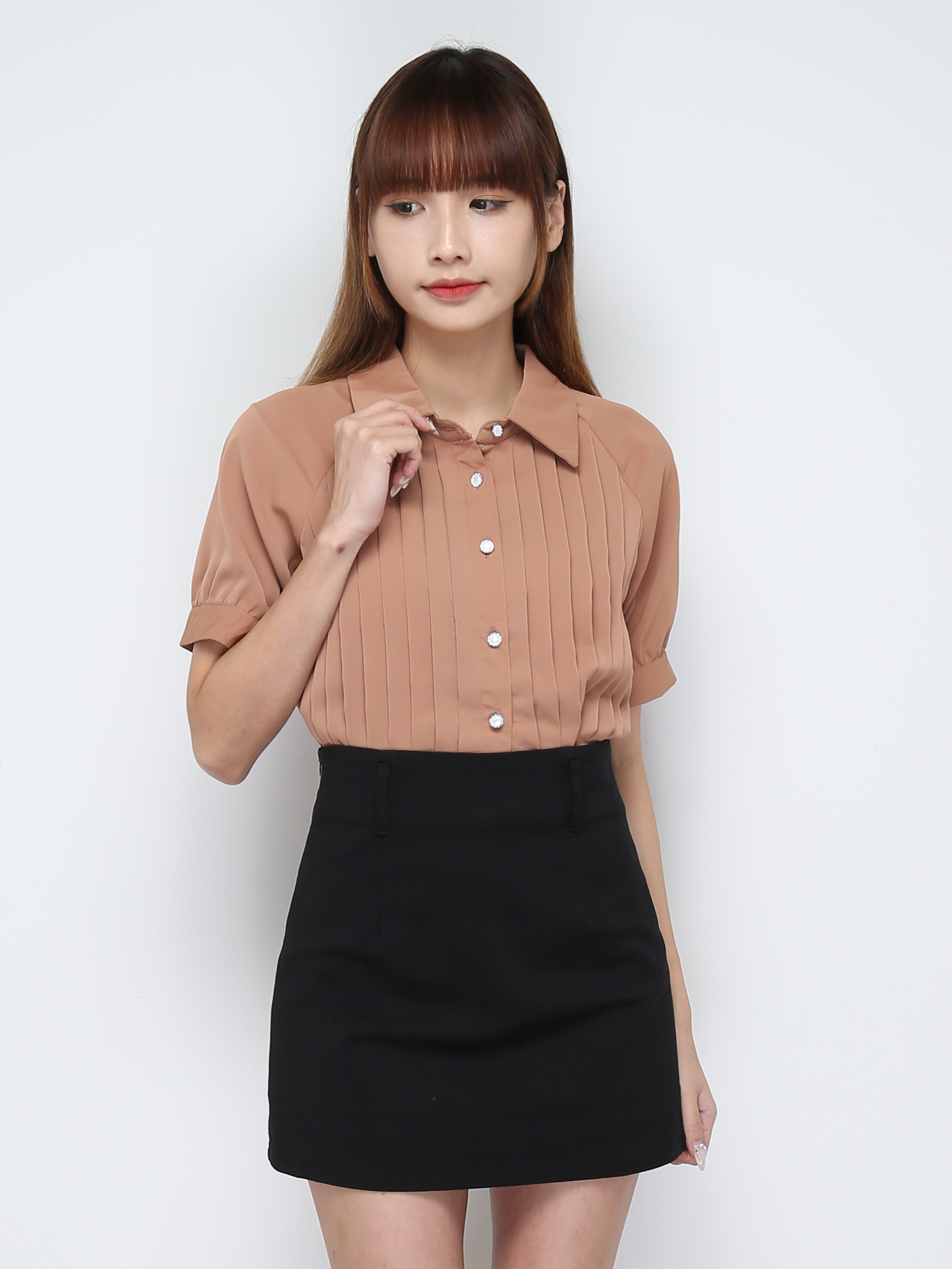 Short Sleeve Front Button Top 28386