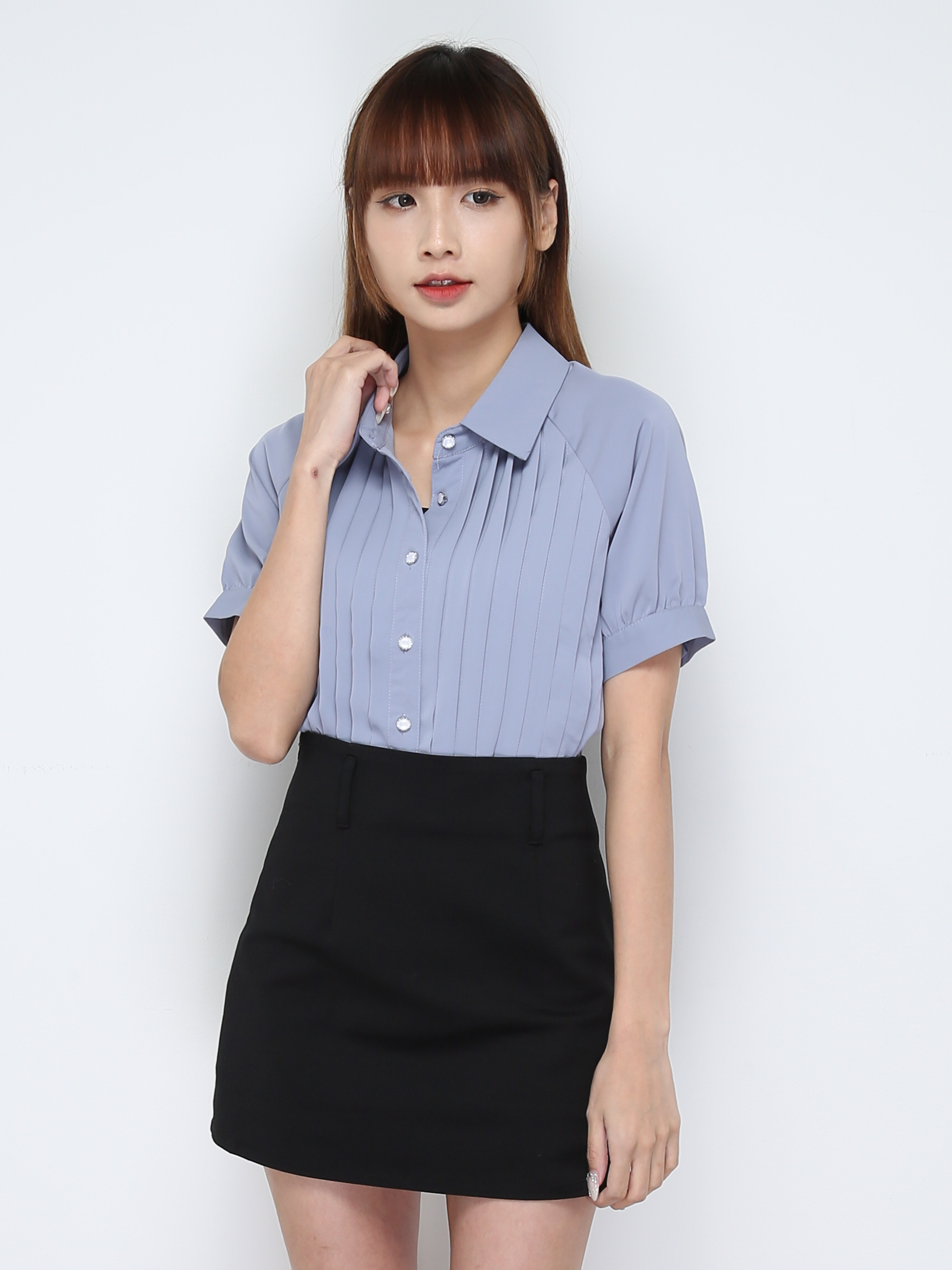 Short Sleeve Front Button Top 28386