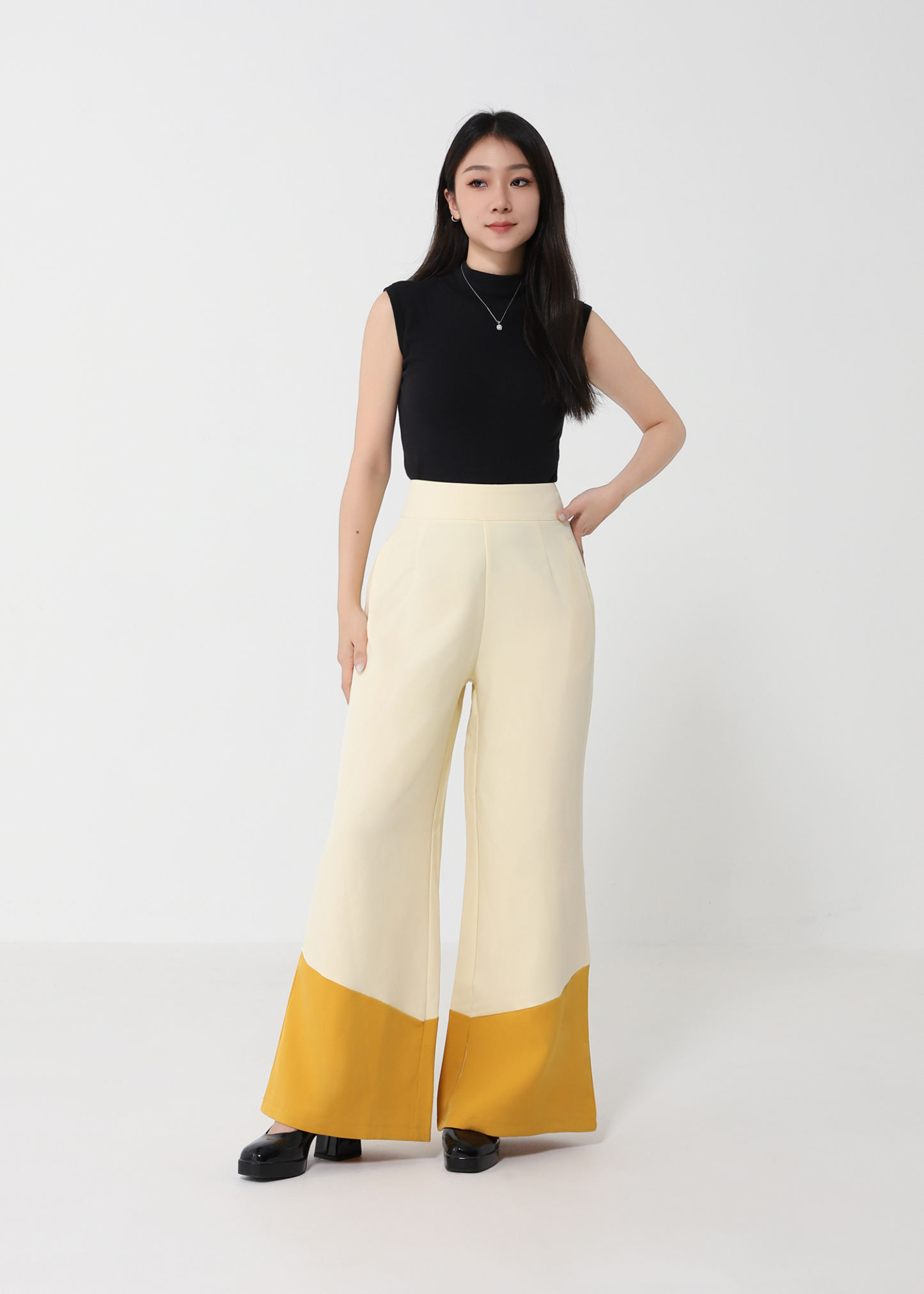 Back Zip Pleated Long Pant 