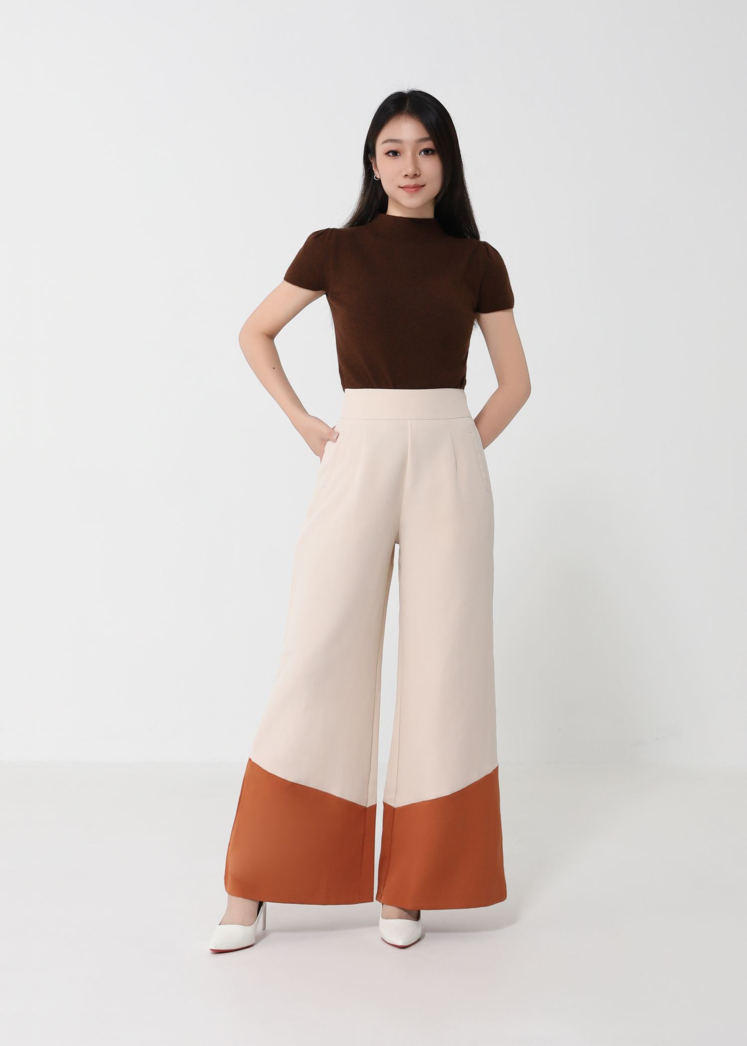 Back Zip Pleated Long Pant 