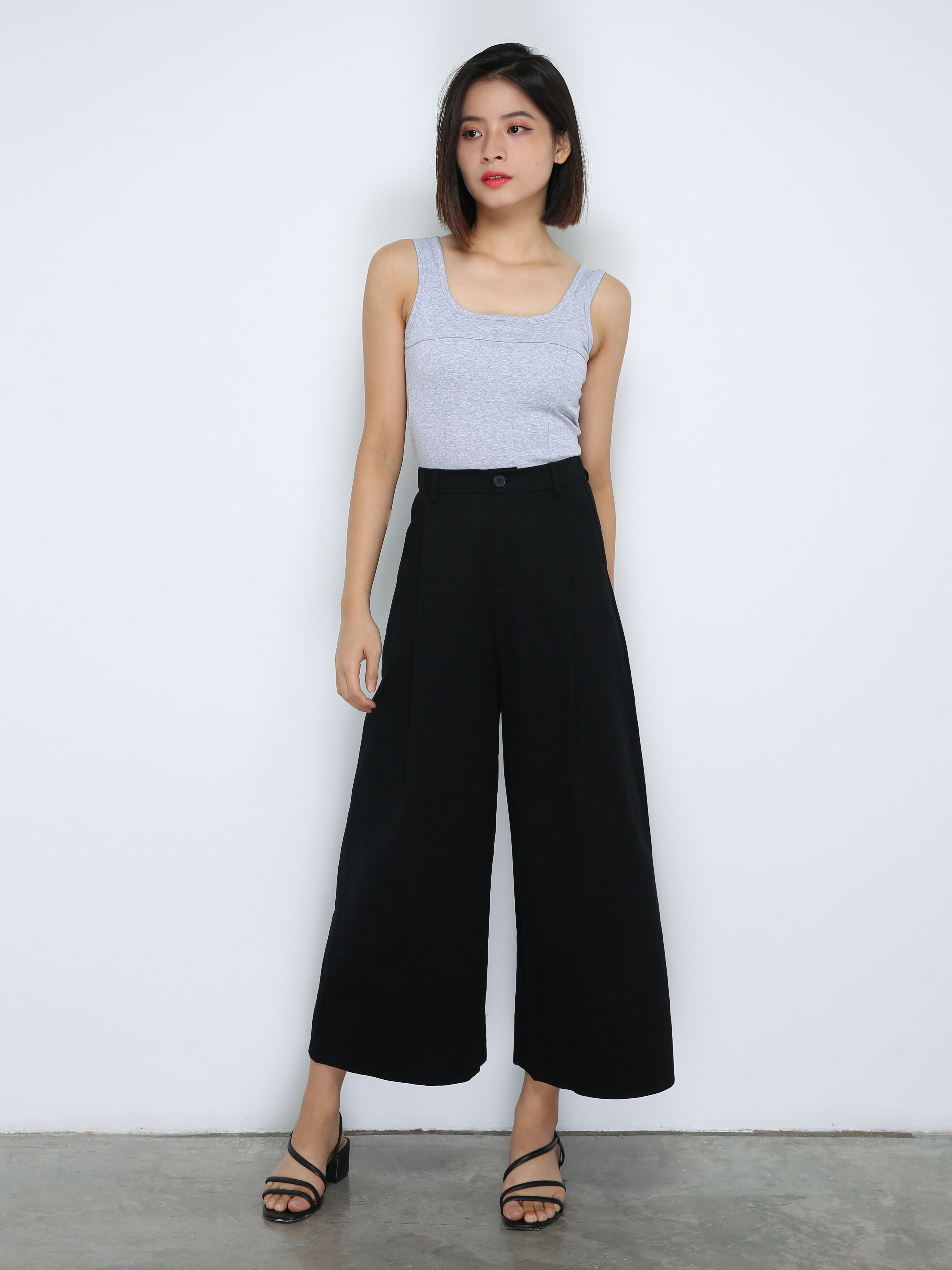Side Pocket Wide Leg Long pants 33801