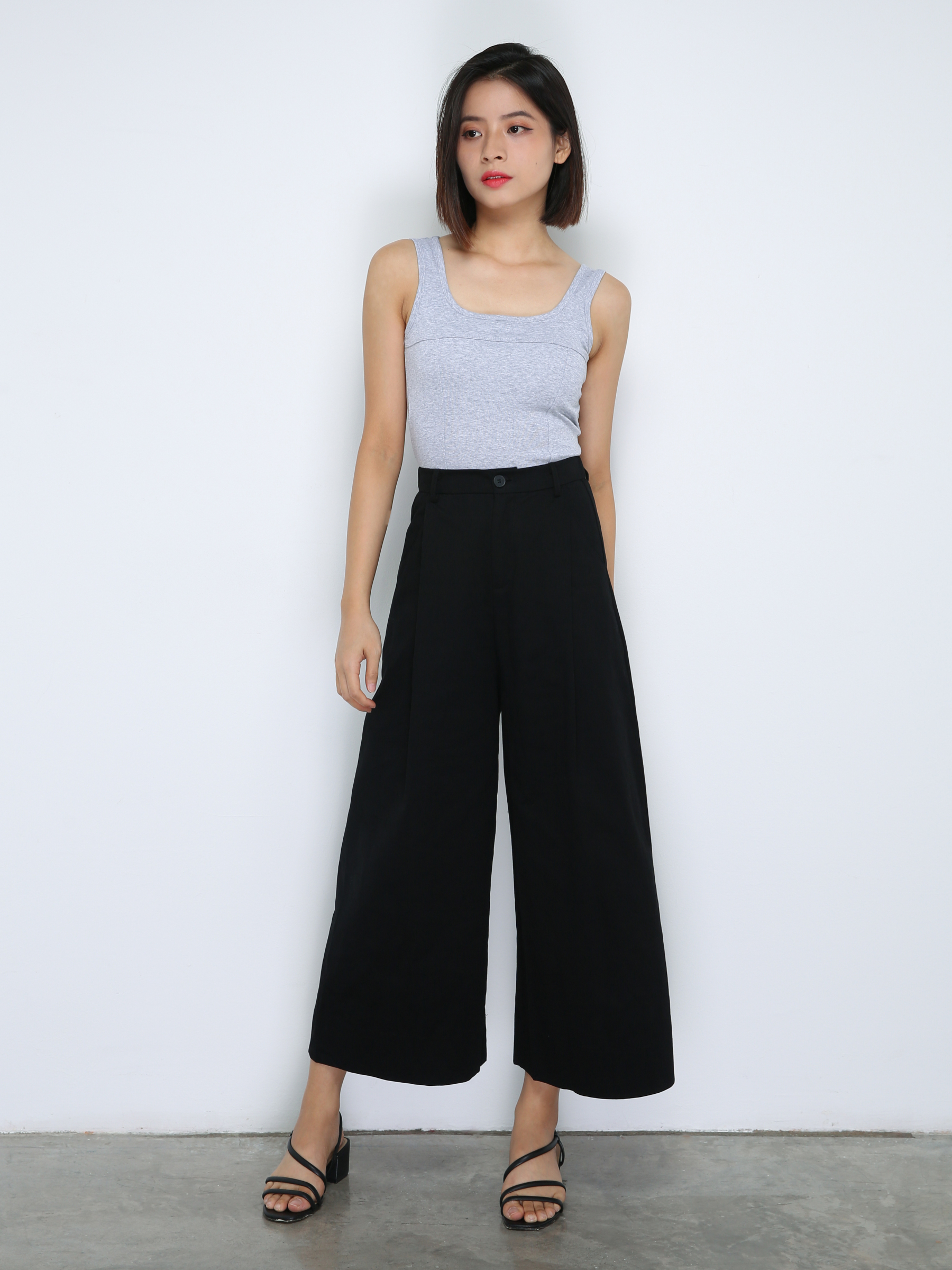 Side Pocket Wide Leg Long pants 33801