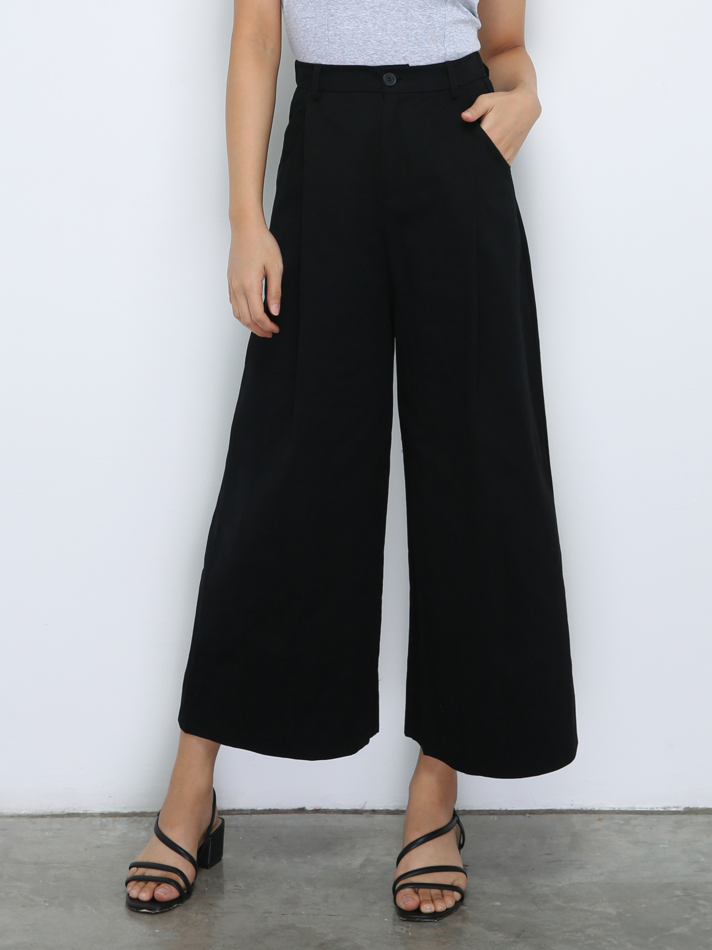 Side Pocket Wide Leg Long pants 33801