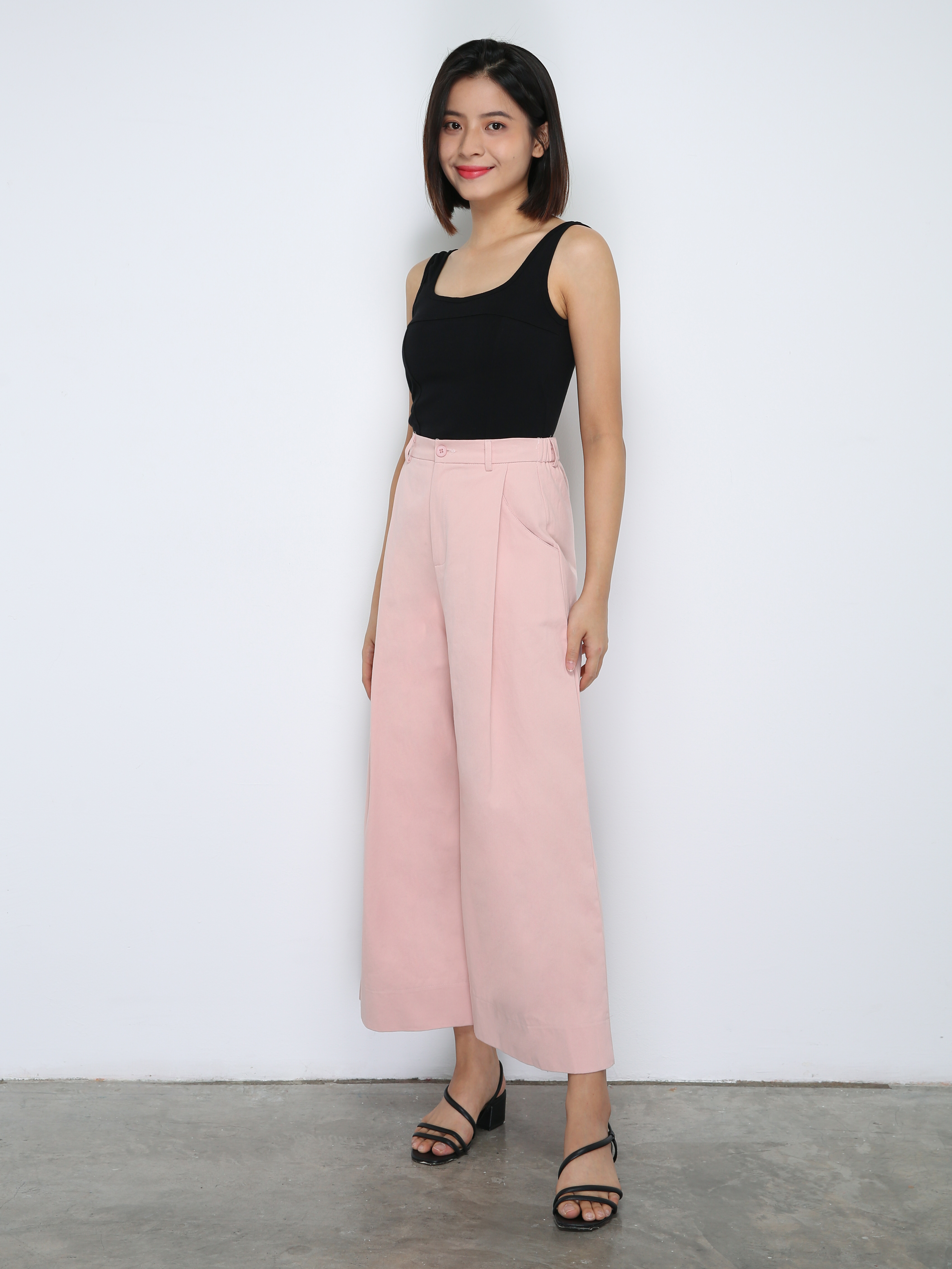 Side Pocket Wide Leg Long pants 33801
