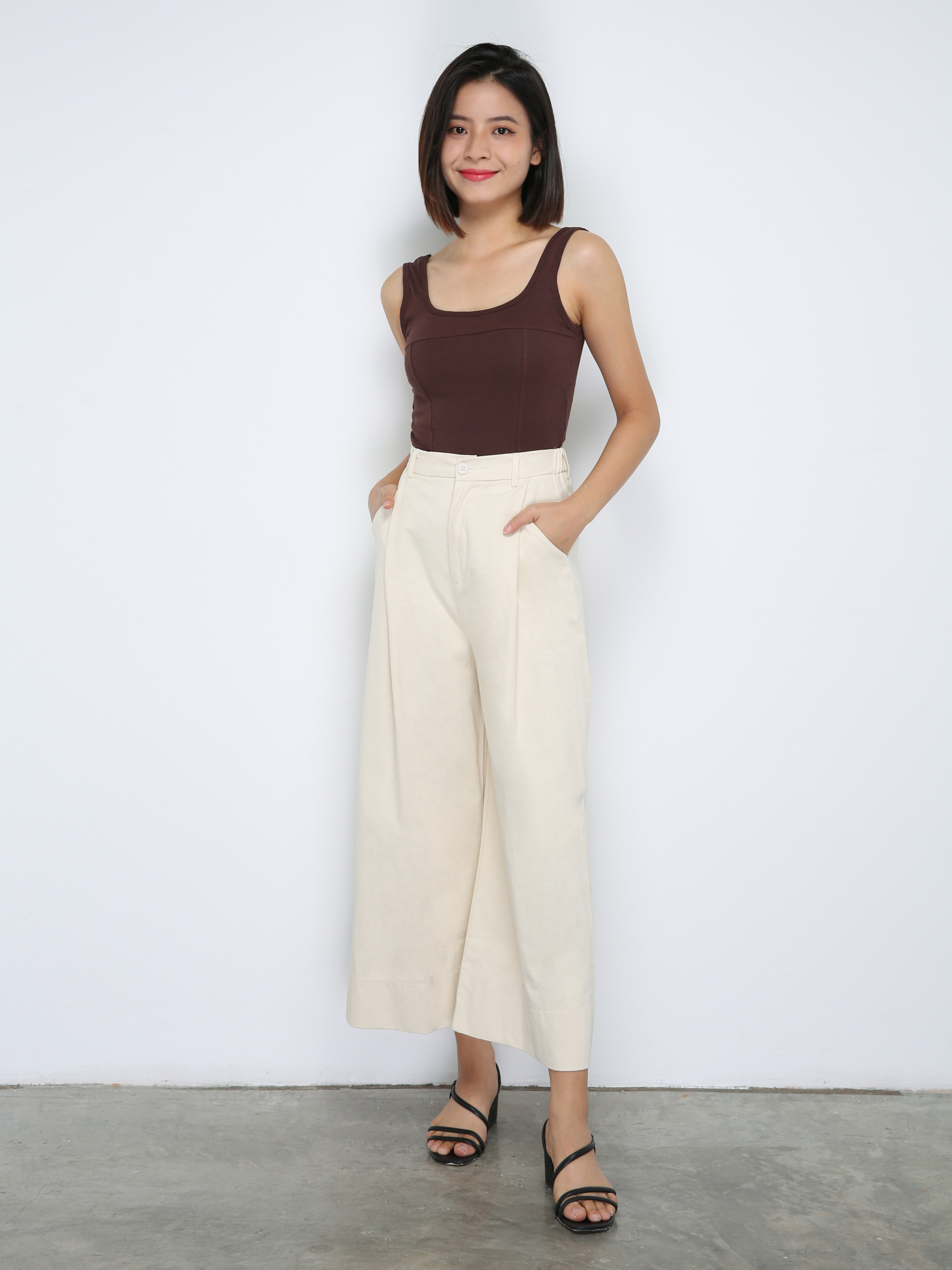 Side Pocket Wide Leg Long pants 33801