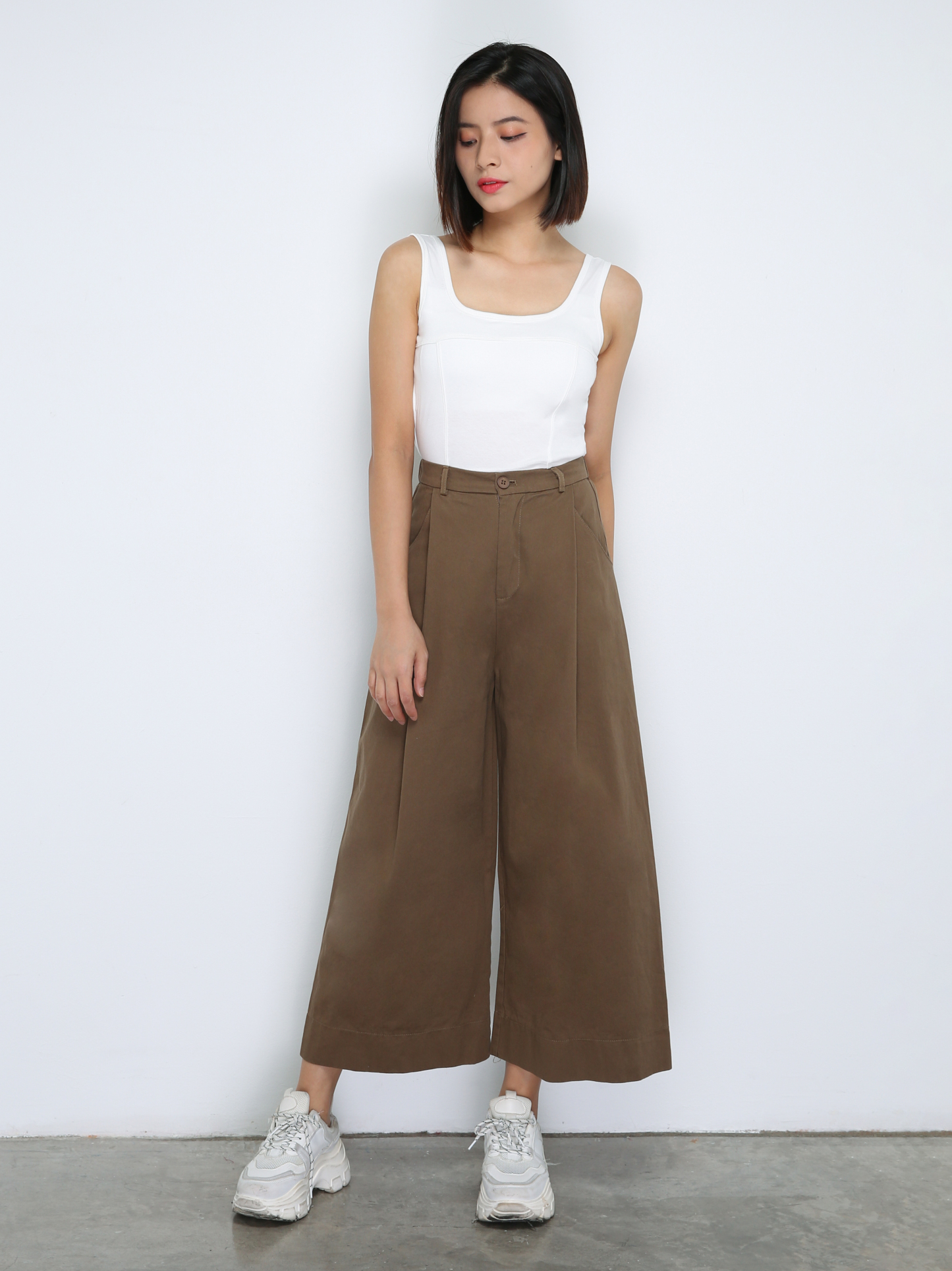 Side Pocket Wide Leg Long pants 33801