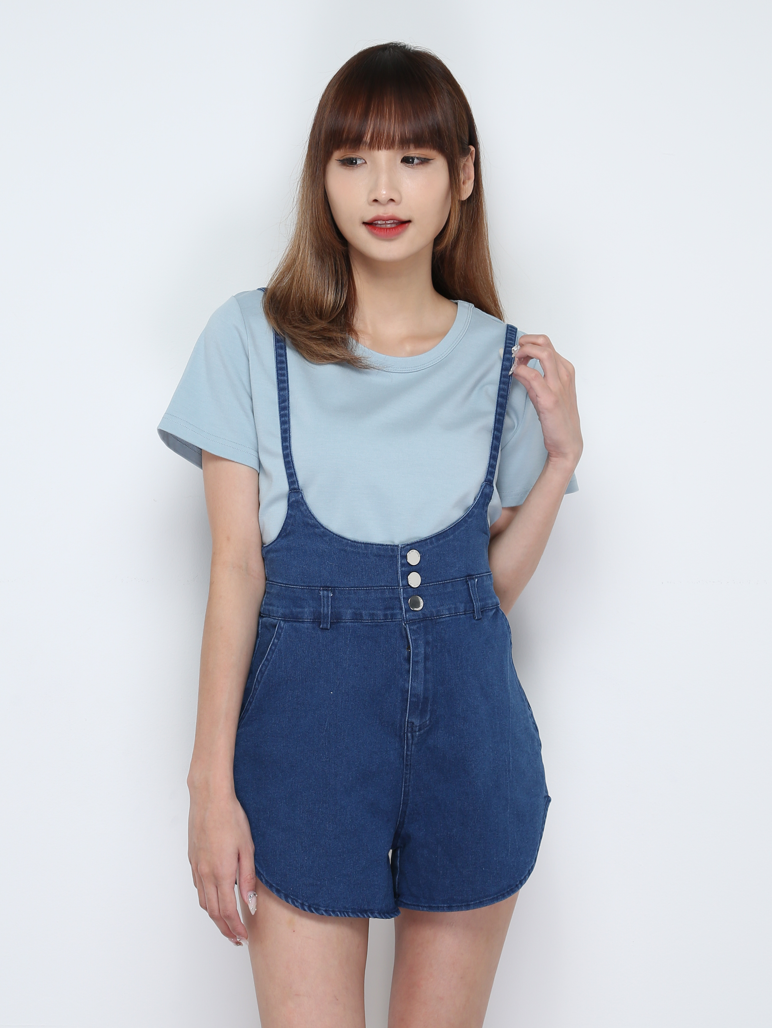 High Waist Denim With Strap Short Pants 28969