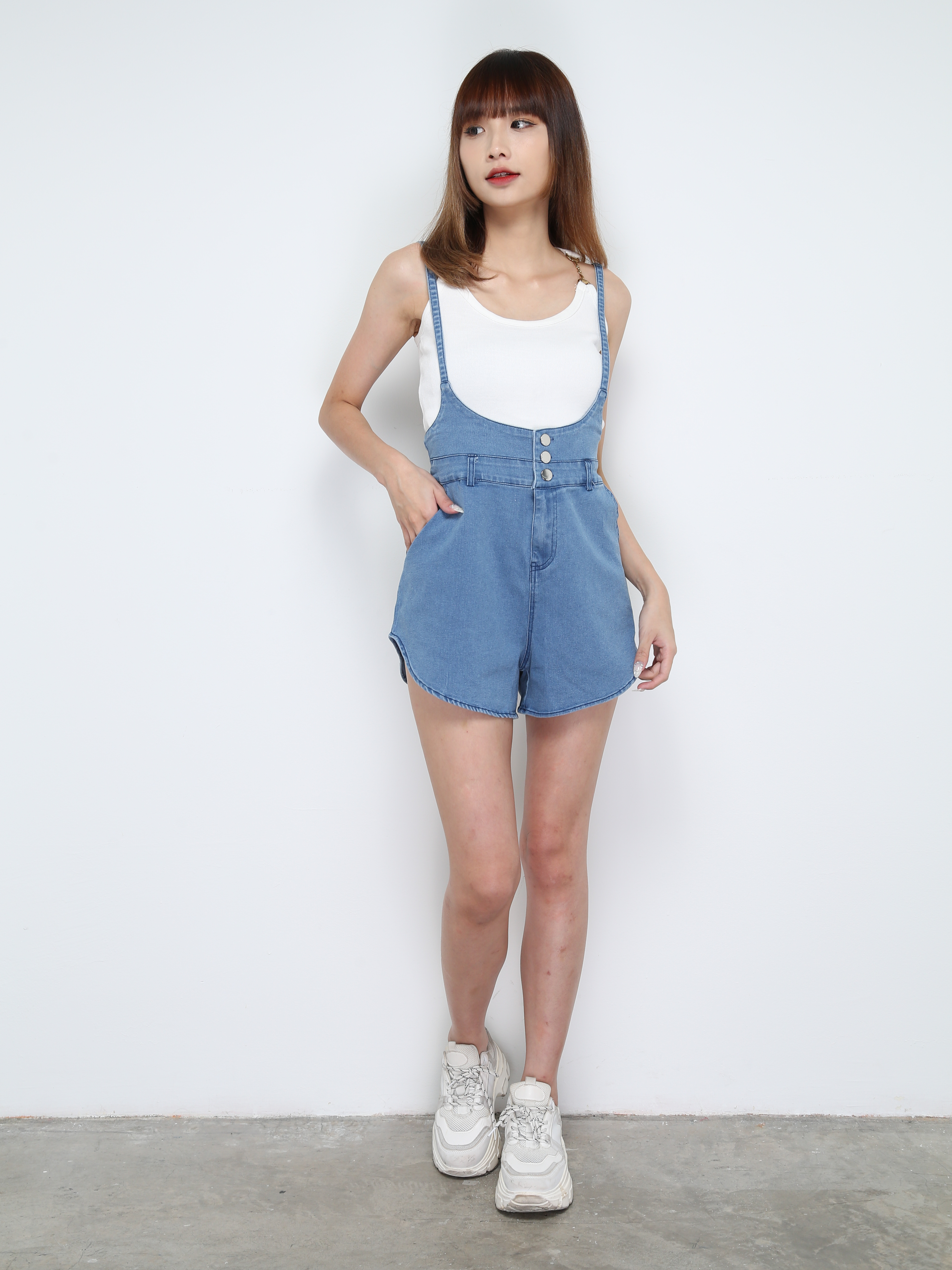 High Waist Denim With Strap Short Pants 28969