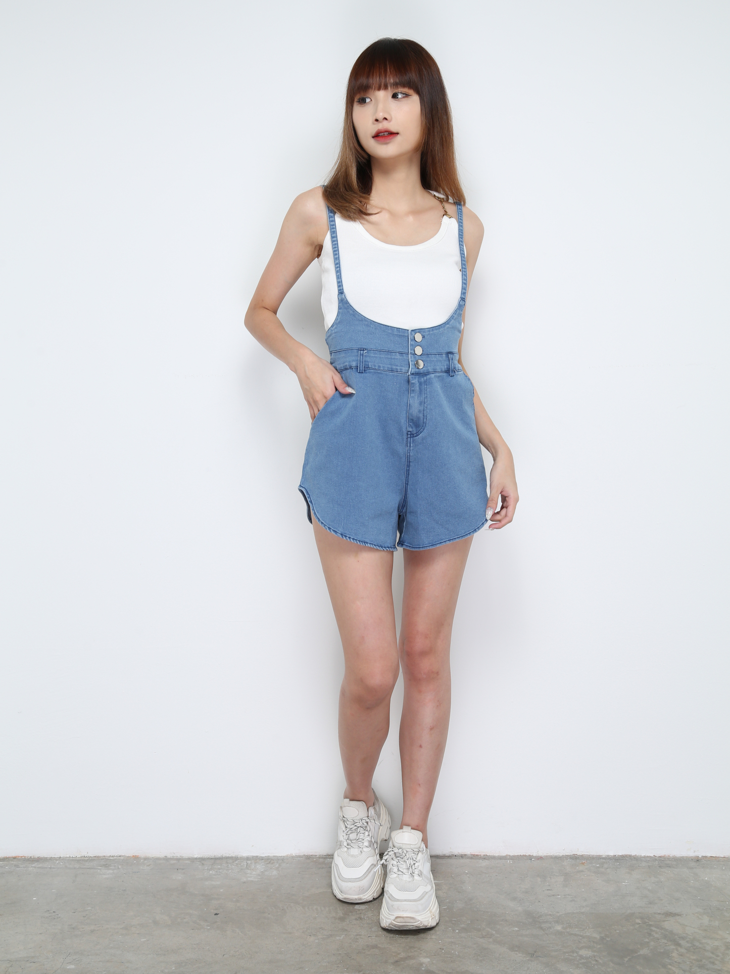 High Waist Denim With Strap Short Pants 28969