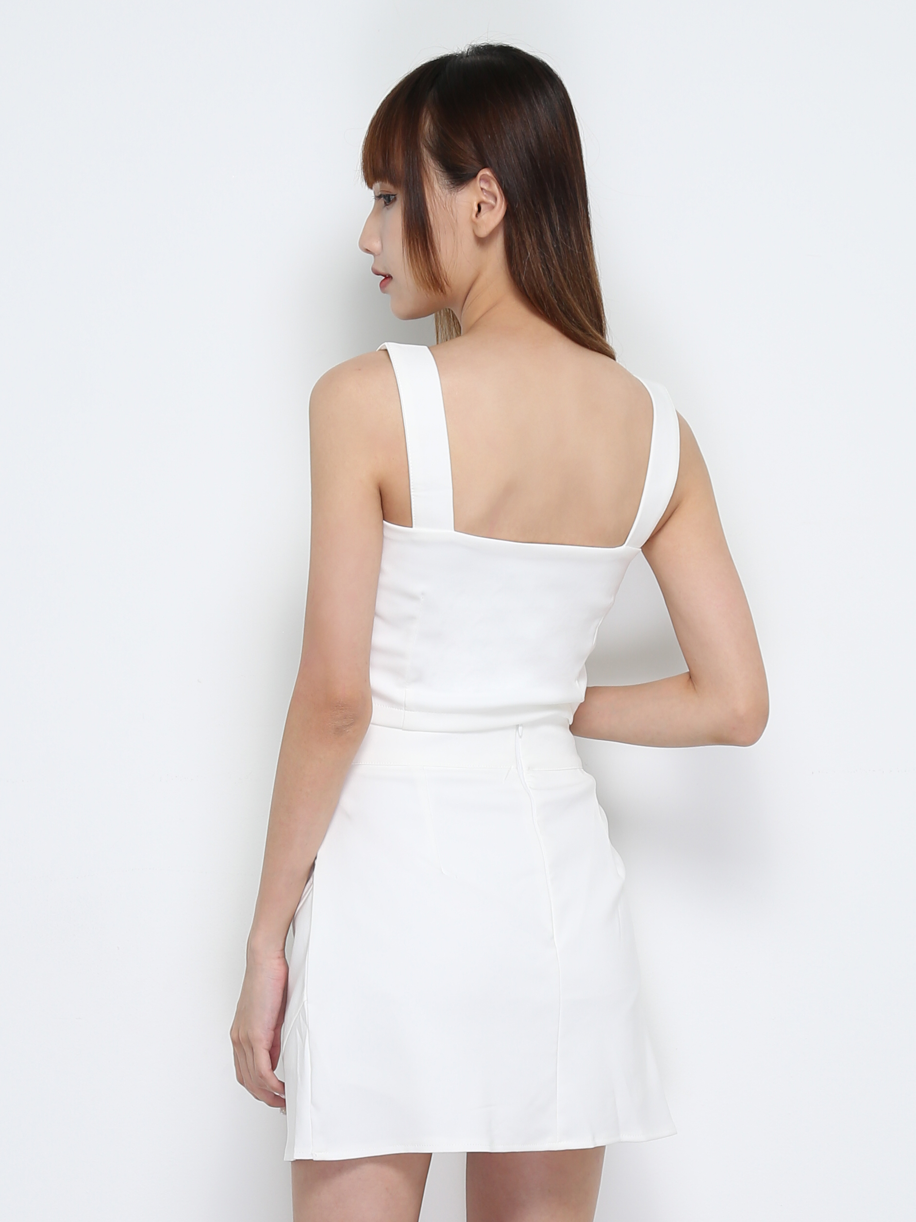 Eyelet Layered Sleeveless Top With Skirt pants Set 28470