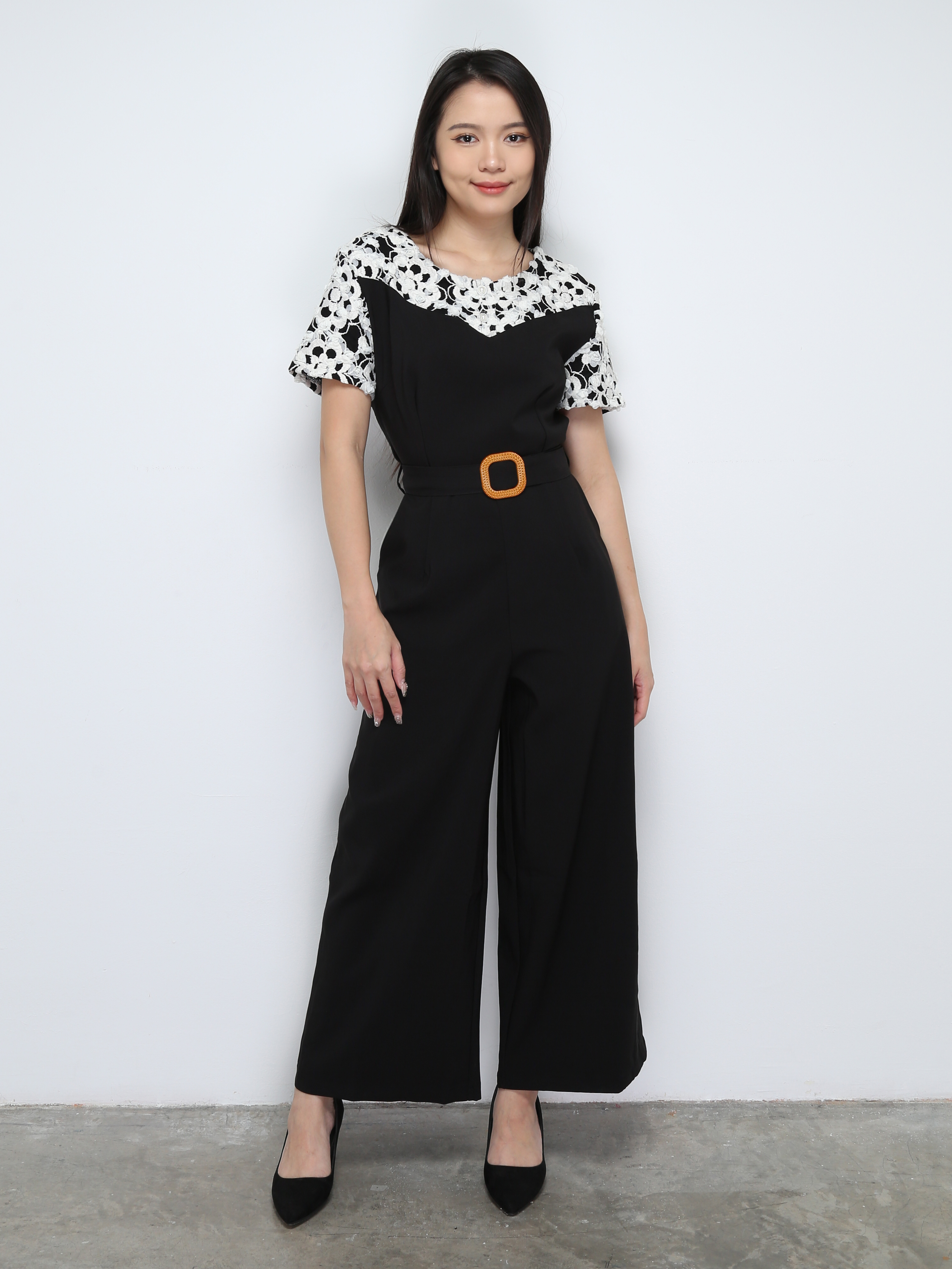 Fake Two Piece Side Pocket Floral Jumpsuit 28473