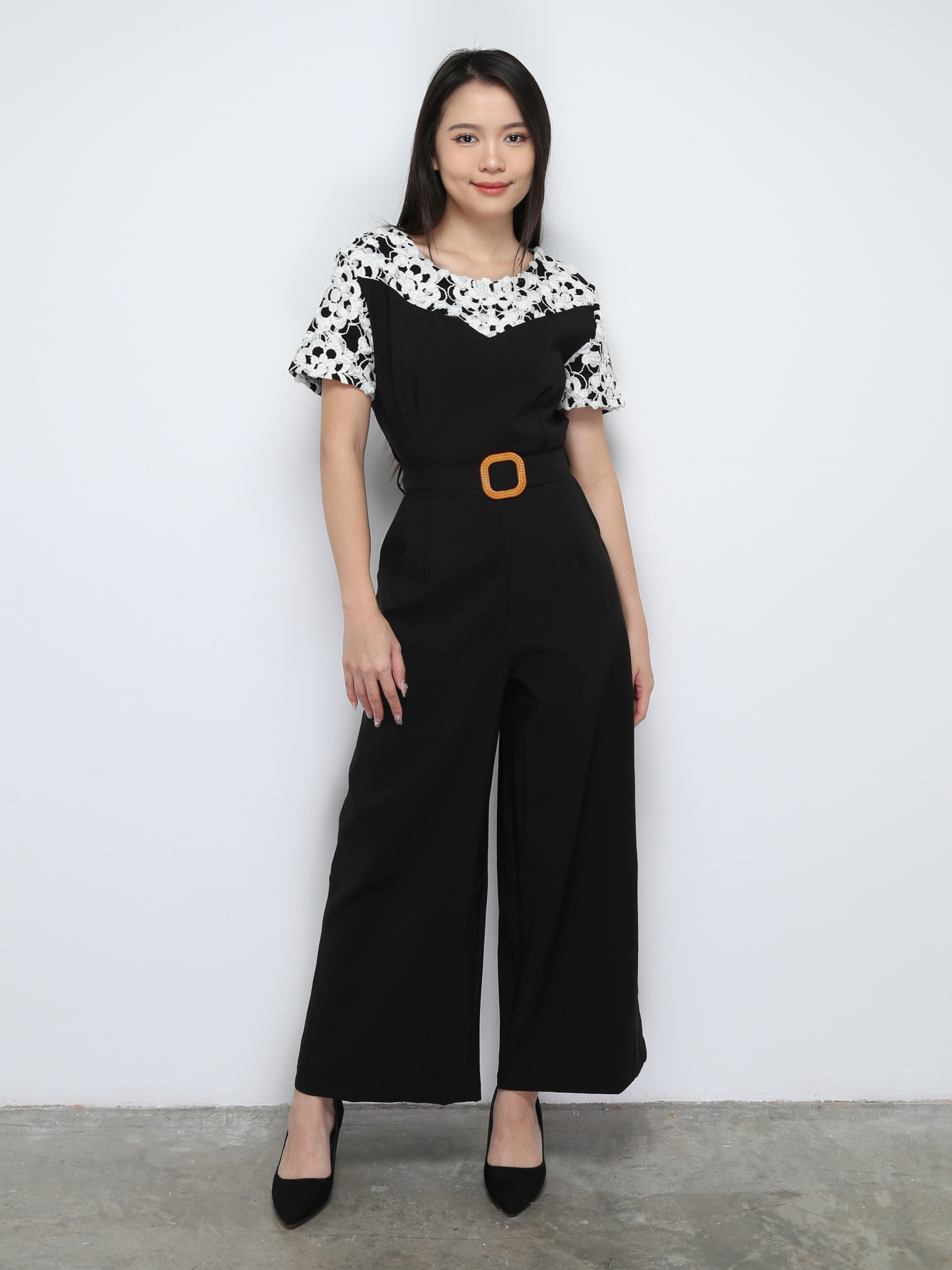 Fake Two Piece Side Pocket Floral Jumpsuit 28473