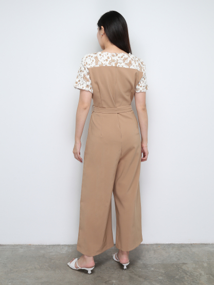 Fake Two Piece Side Pocket Floral Jumpsuit 28473