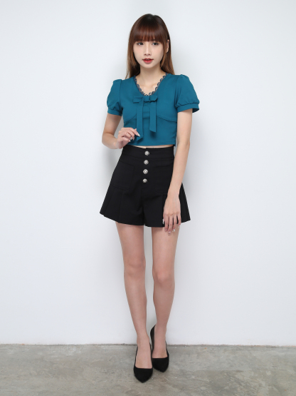 Front Ribbon V NEck Top 28483