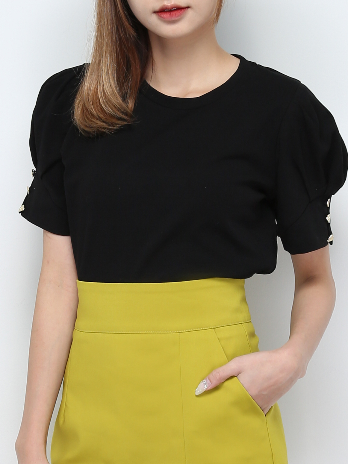 Side Decorative Love Button Plain Top 28495