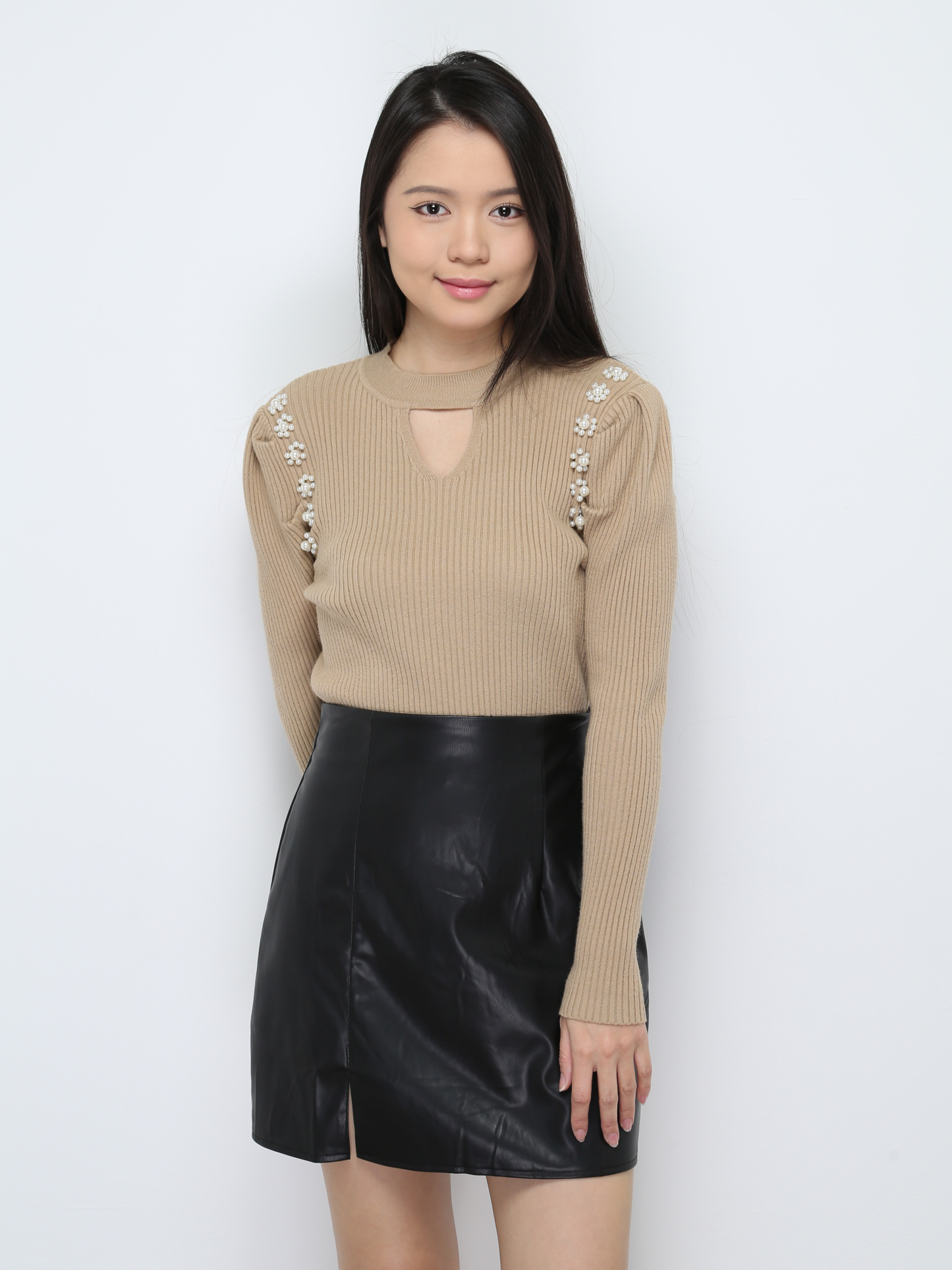 High Waist Leather Skirt 28540