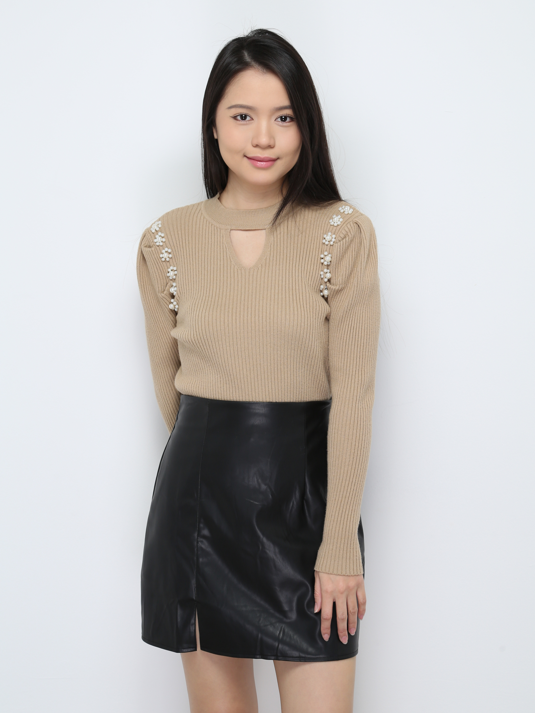 High Waist Leather Skirt 28540