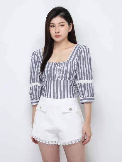 Stripe Square Neck Top 28594
