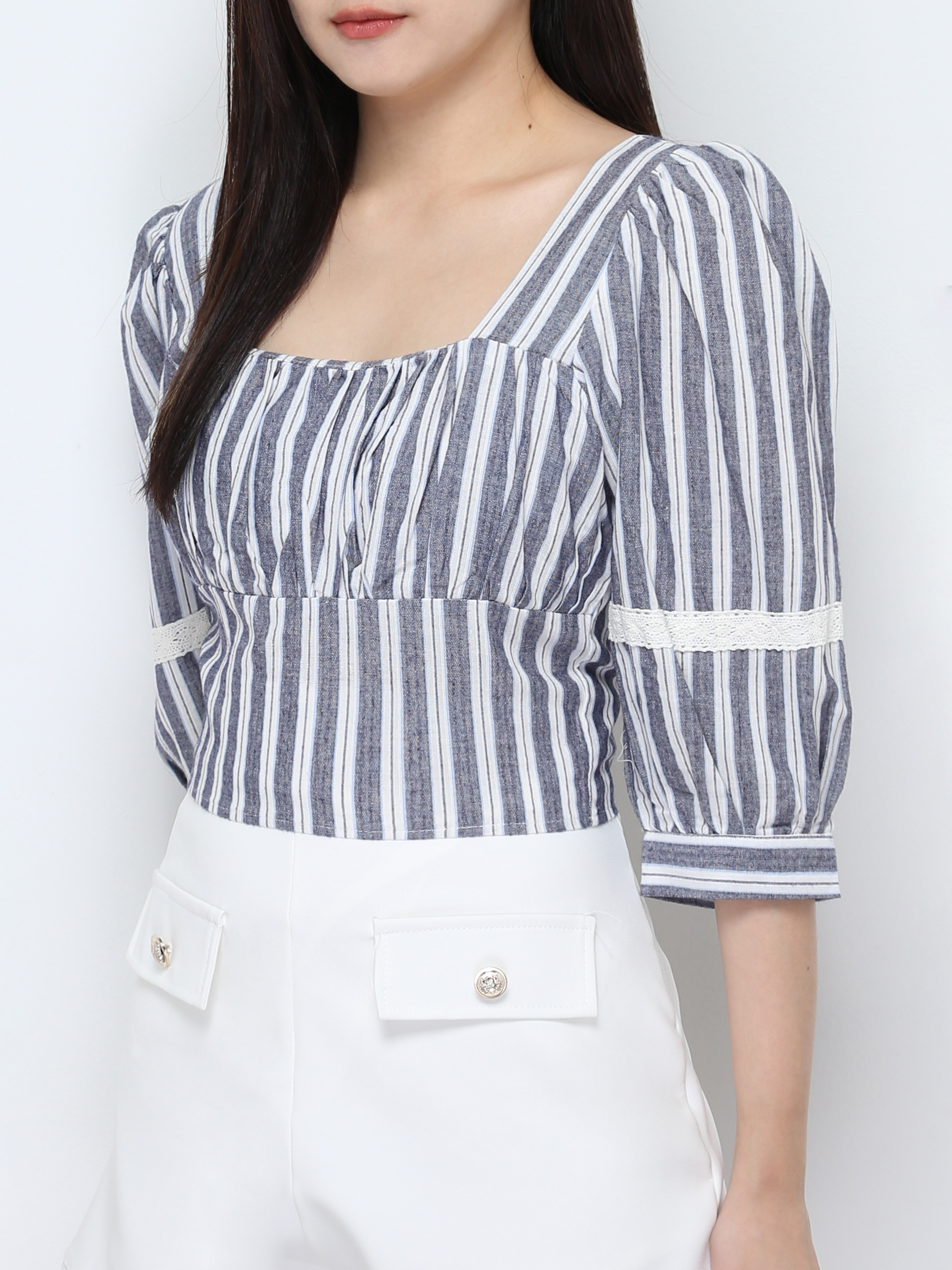 Stripe Square Neck Top 28594
