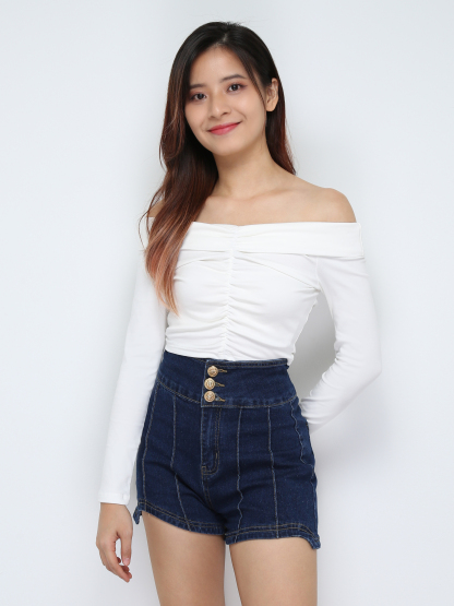 High Waist Denim Short Pants 28714