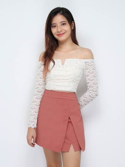 Lace Long Sleeve V Neck Top 28683