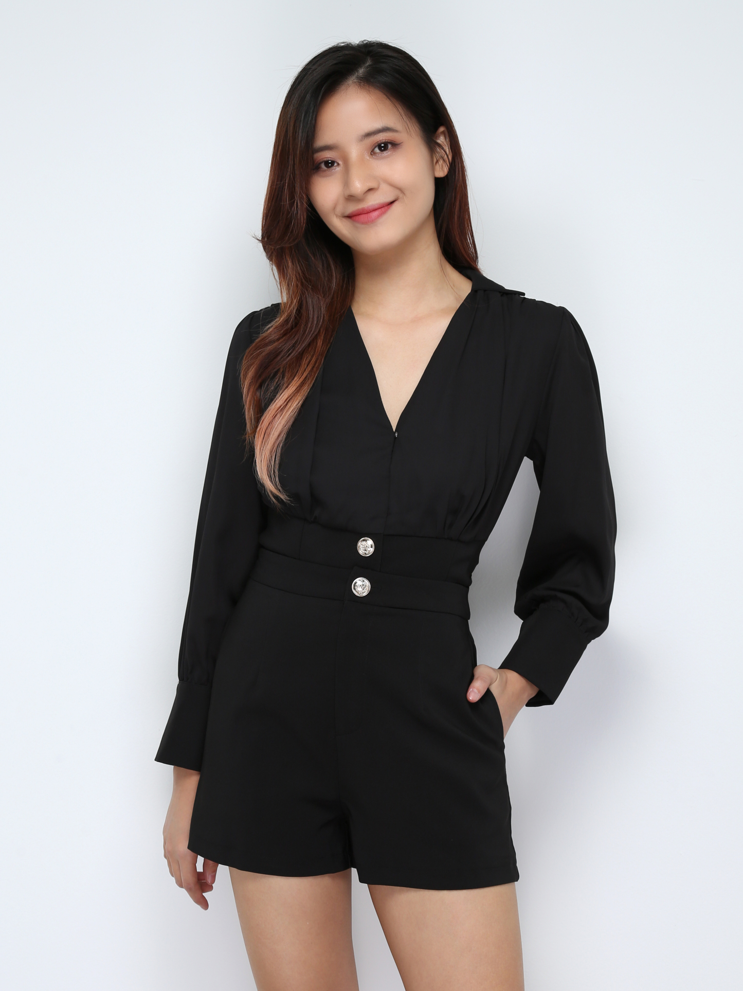 V Neck Pleated Chiffon Set 28726
