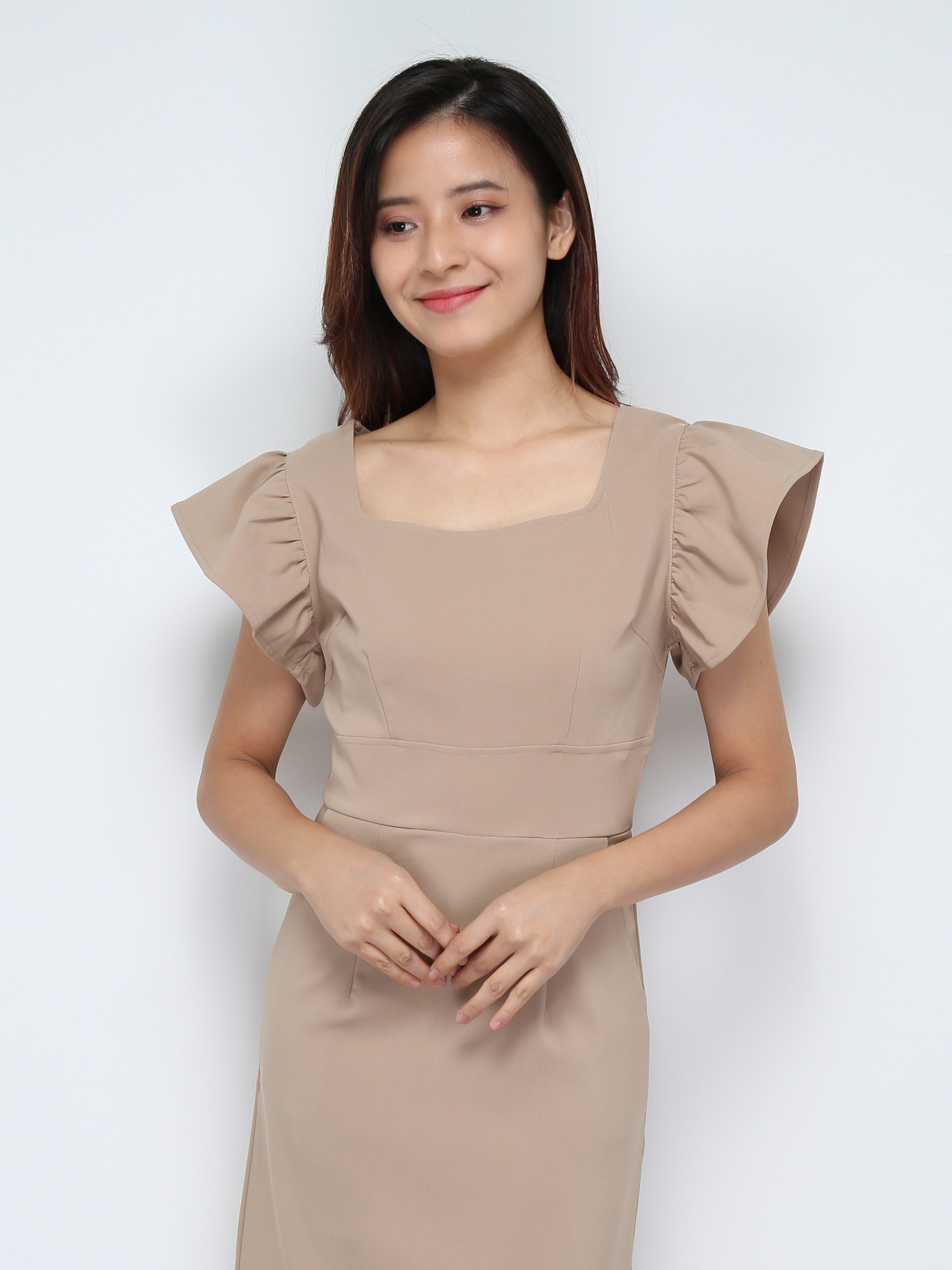Butterfly Sleeve With Sqaure Neck Dress 28746
