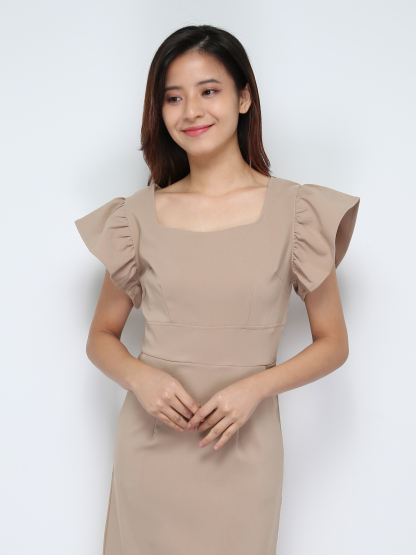 Butterfly Sleeve With Sqaure Neck Dress 28746