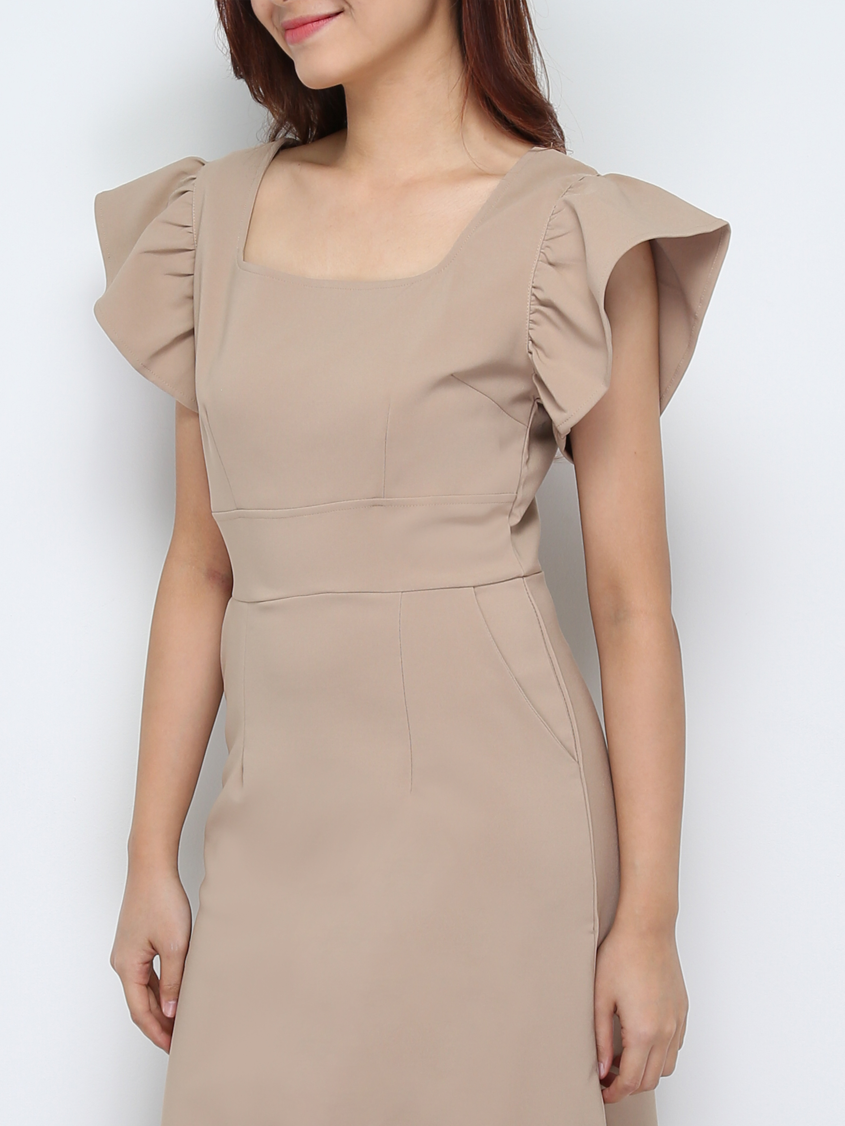 Butterfly Sleeve With Sqaure Neck Dress 28746