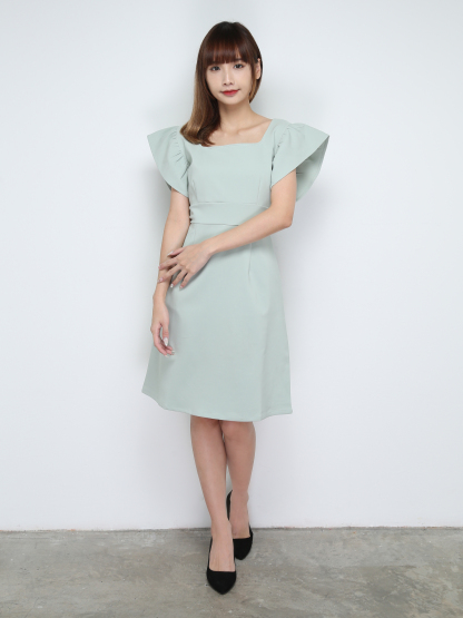 Butterfly Sleeve With Sqaure Neck Dress 28746
