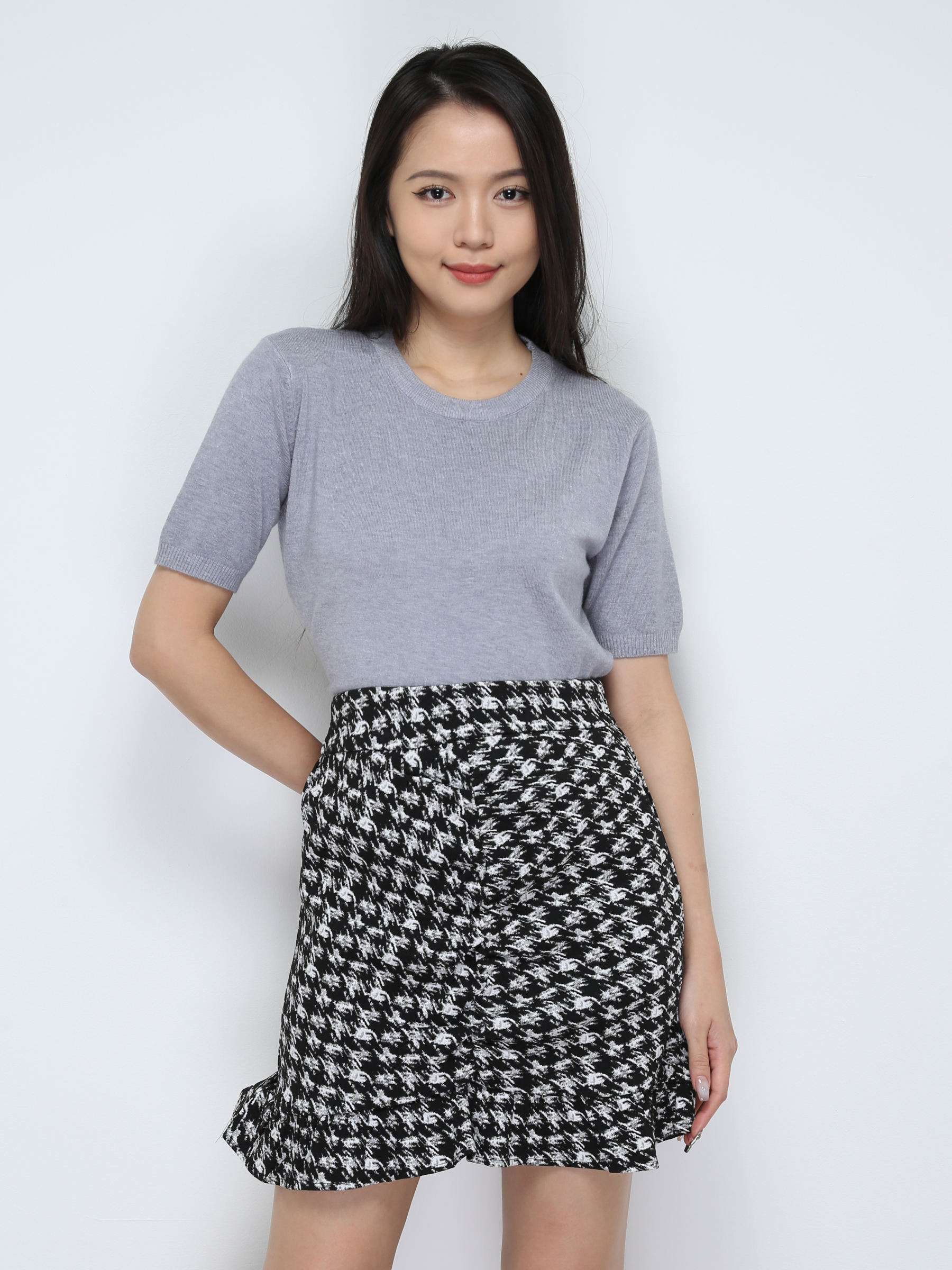 High Waist Pleated With Ruffles Skirt 28739