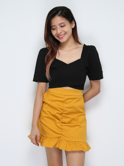 High Waist Pleated With Ruffles Skirt 28739