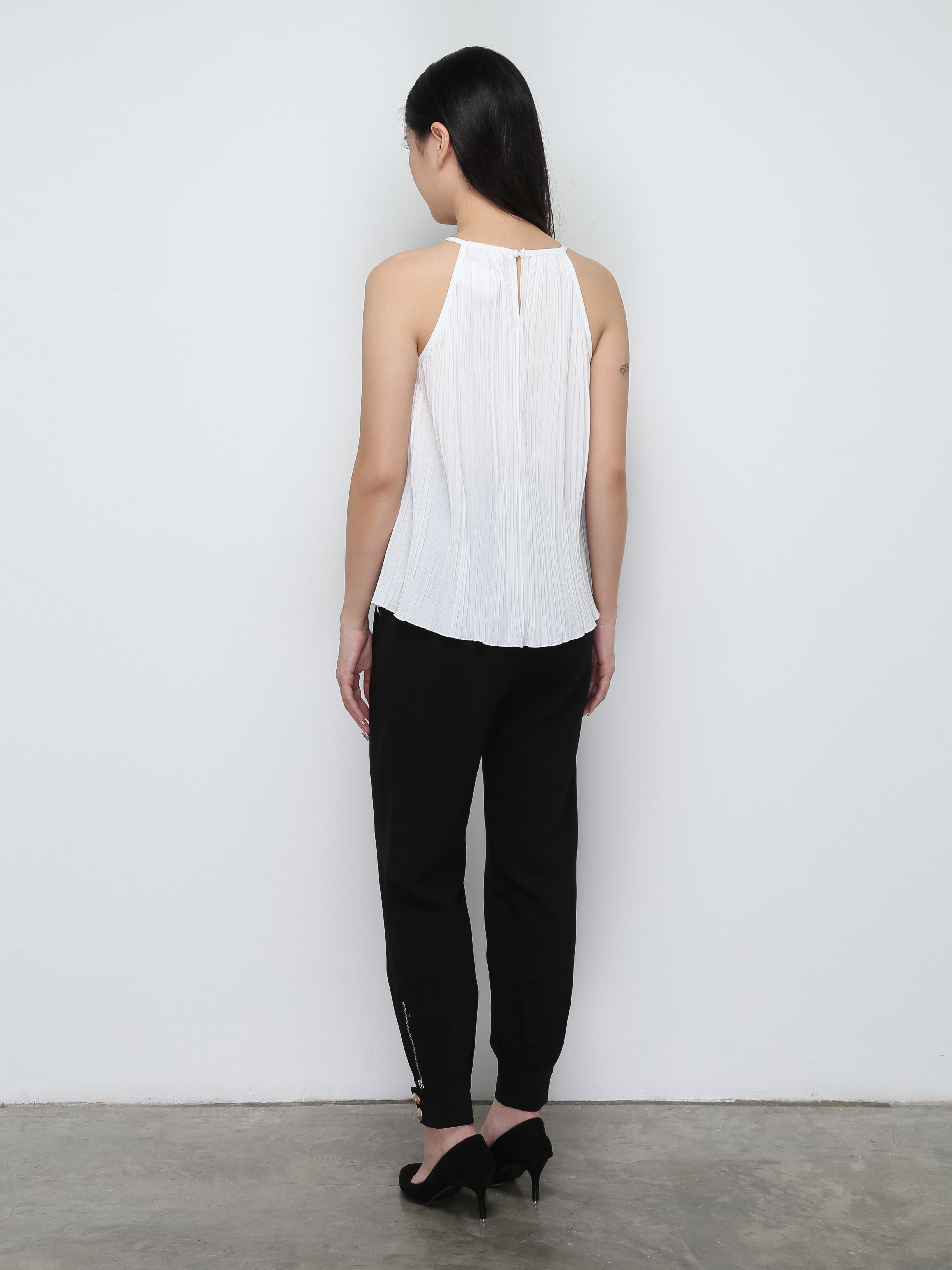 Front Button Pleated Long Pant 29786