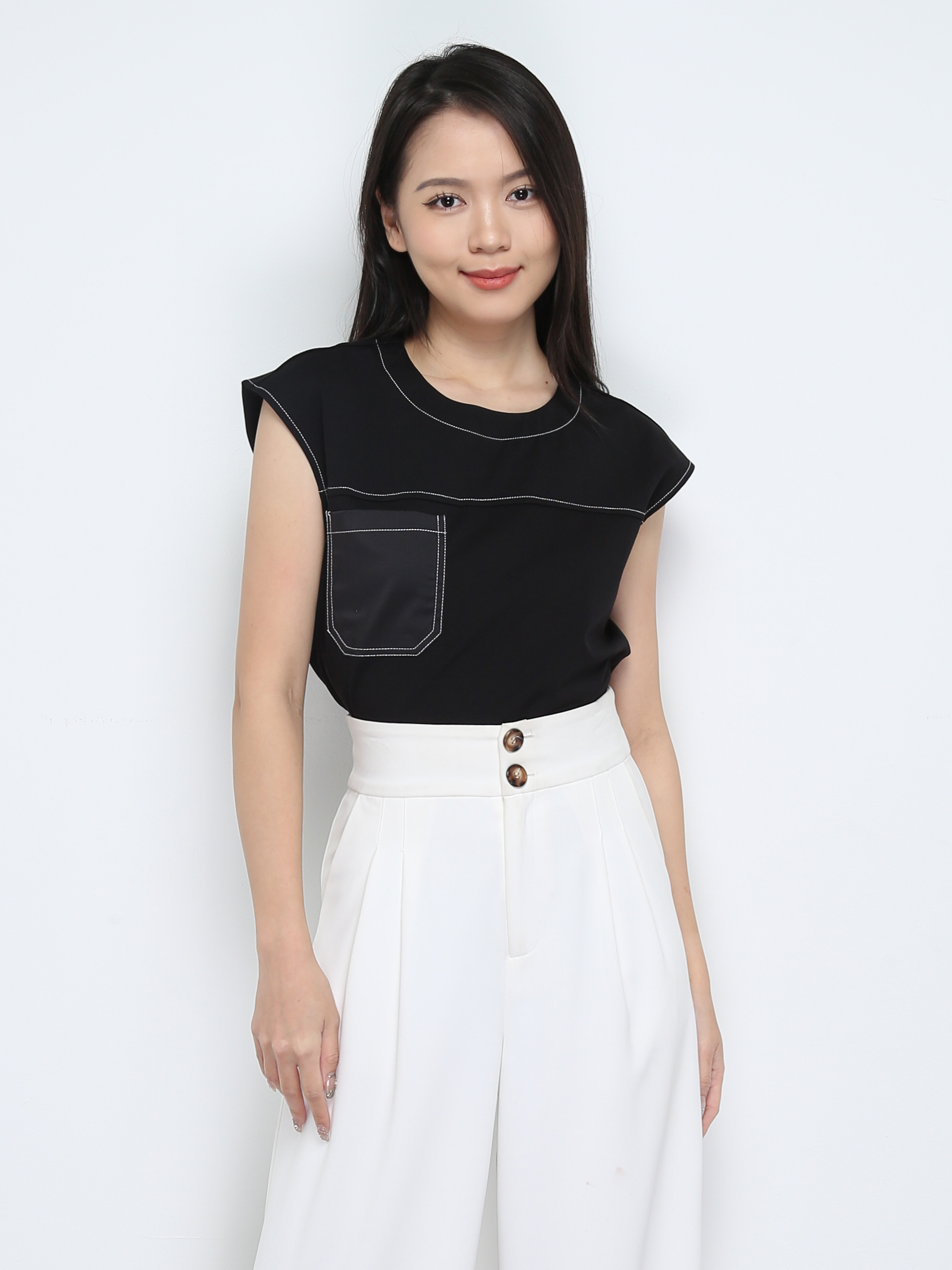 Sleeveless Back Zip Top 28842