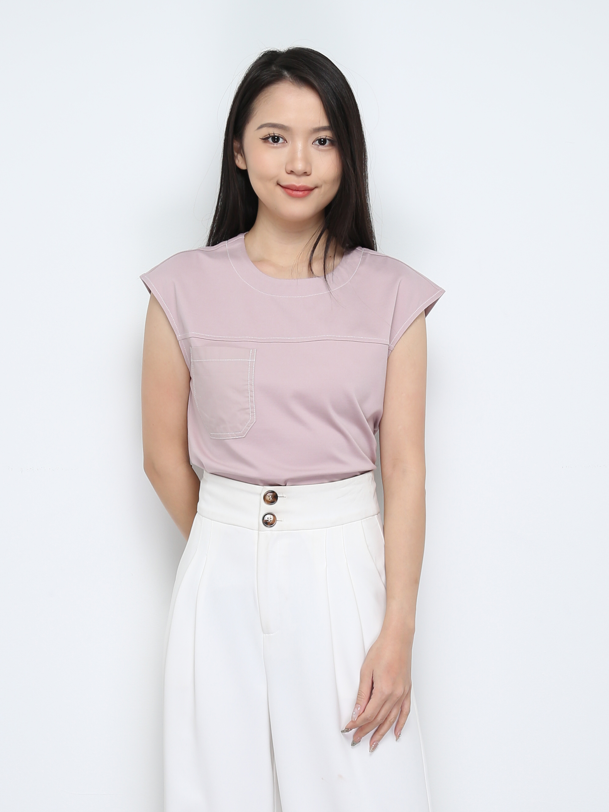 Sleeveless Back Zip Top 28842