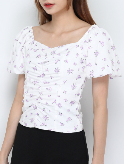 Puff Sleeve Floral Top 28996