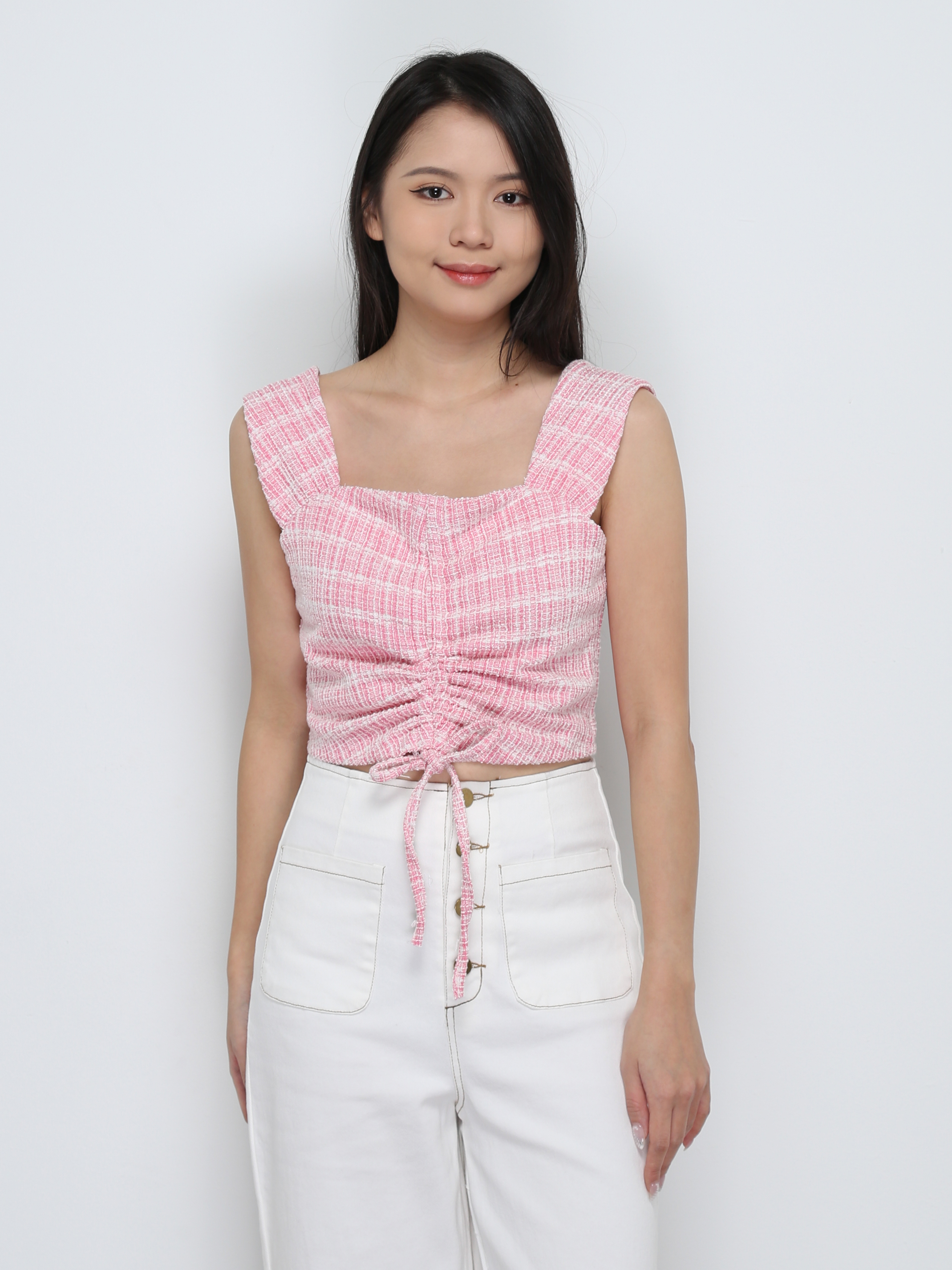Sleeveless Front Drawstring Top 29019