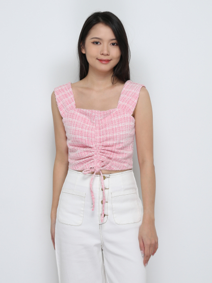 Sleeveless Front Drawstring Top 29019